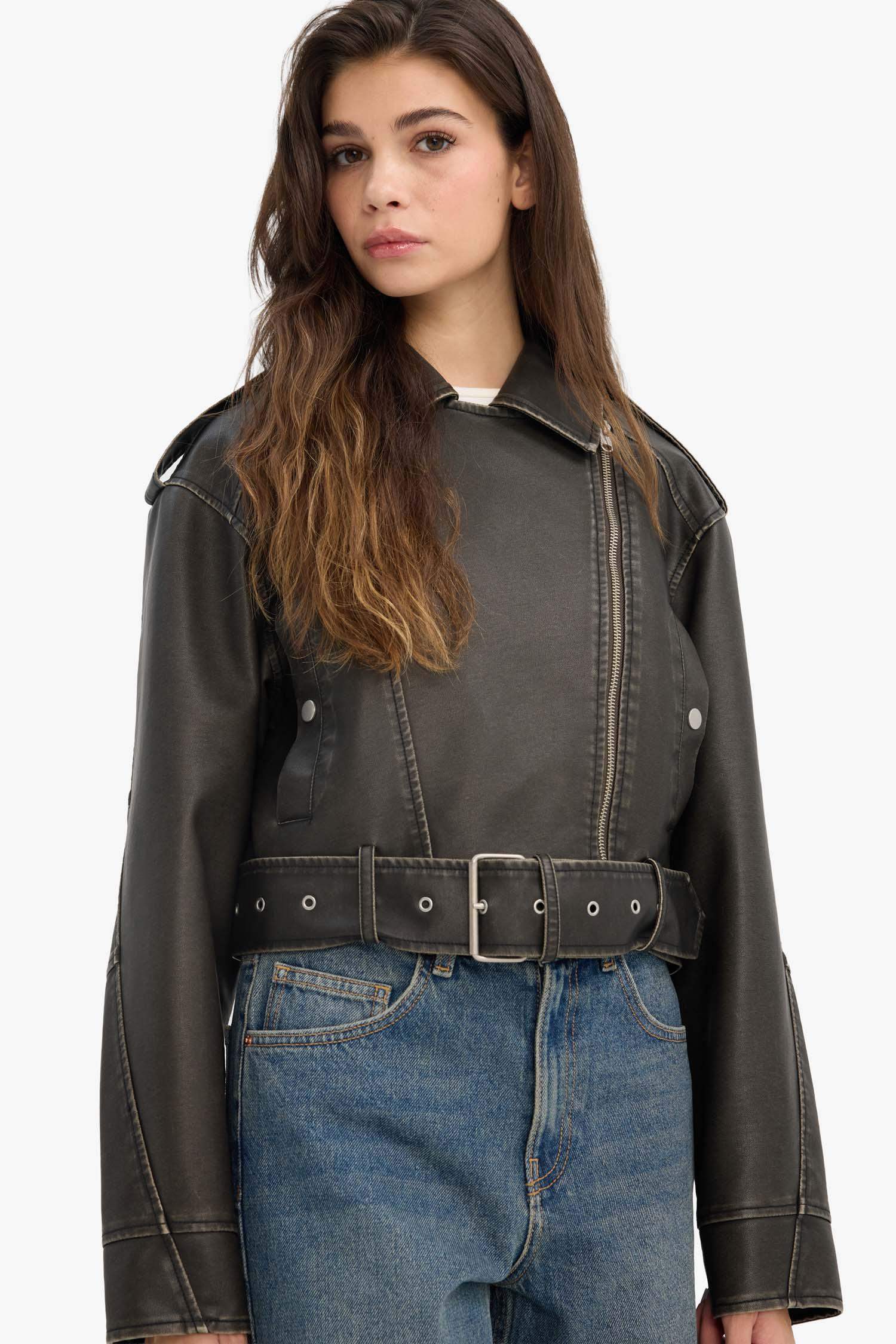 Relax Fıt Suni Deri Mont