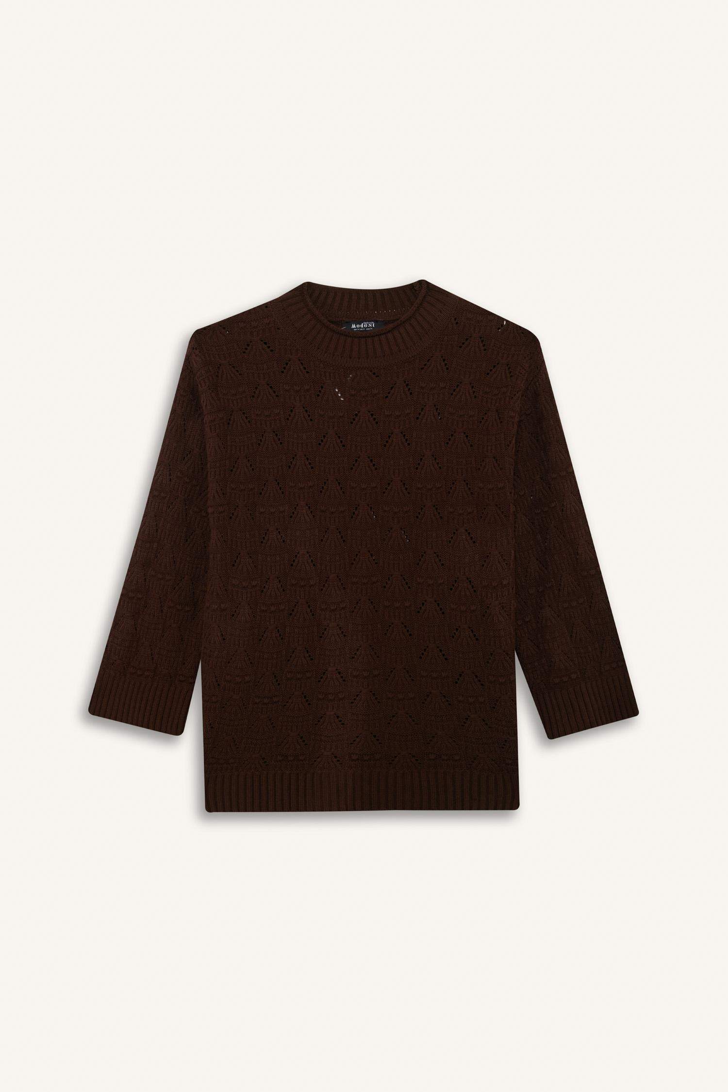 Regular Fit Bisiklet Yaka Ajurlu Triko Tunik