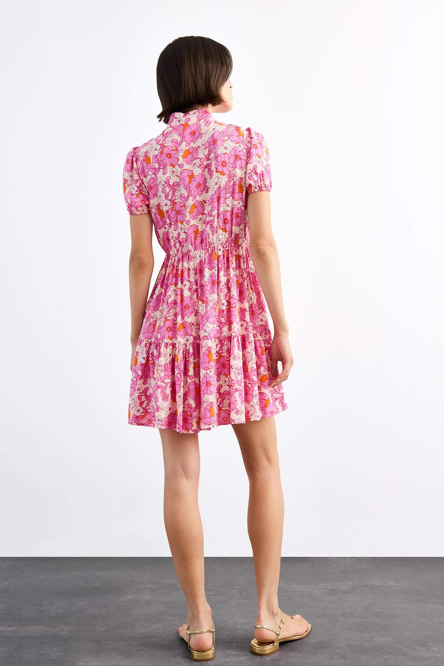 Floral Short Sleeve Mini Dress
