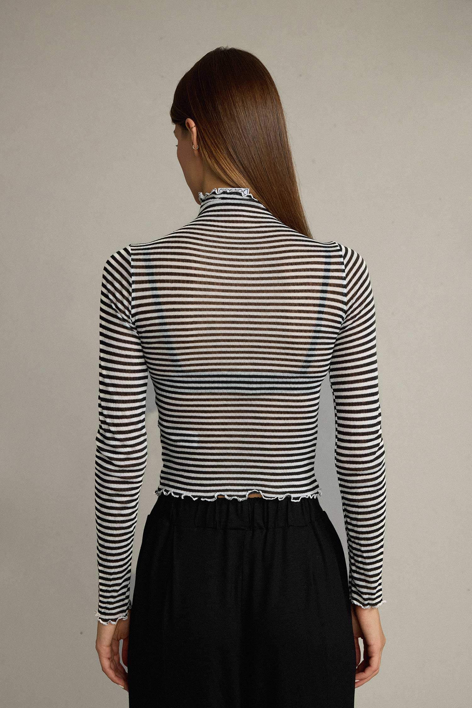 Balıkçı Yaka Çizgili Uzun Kollu Tişört