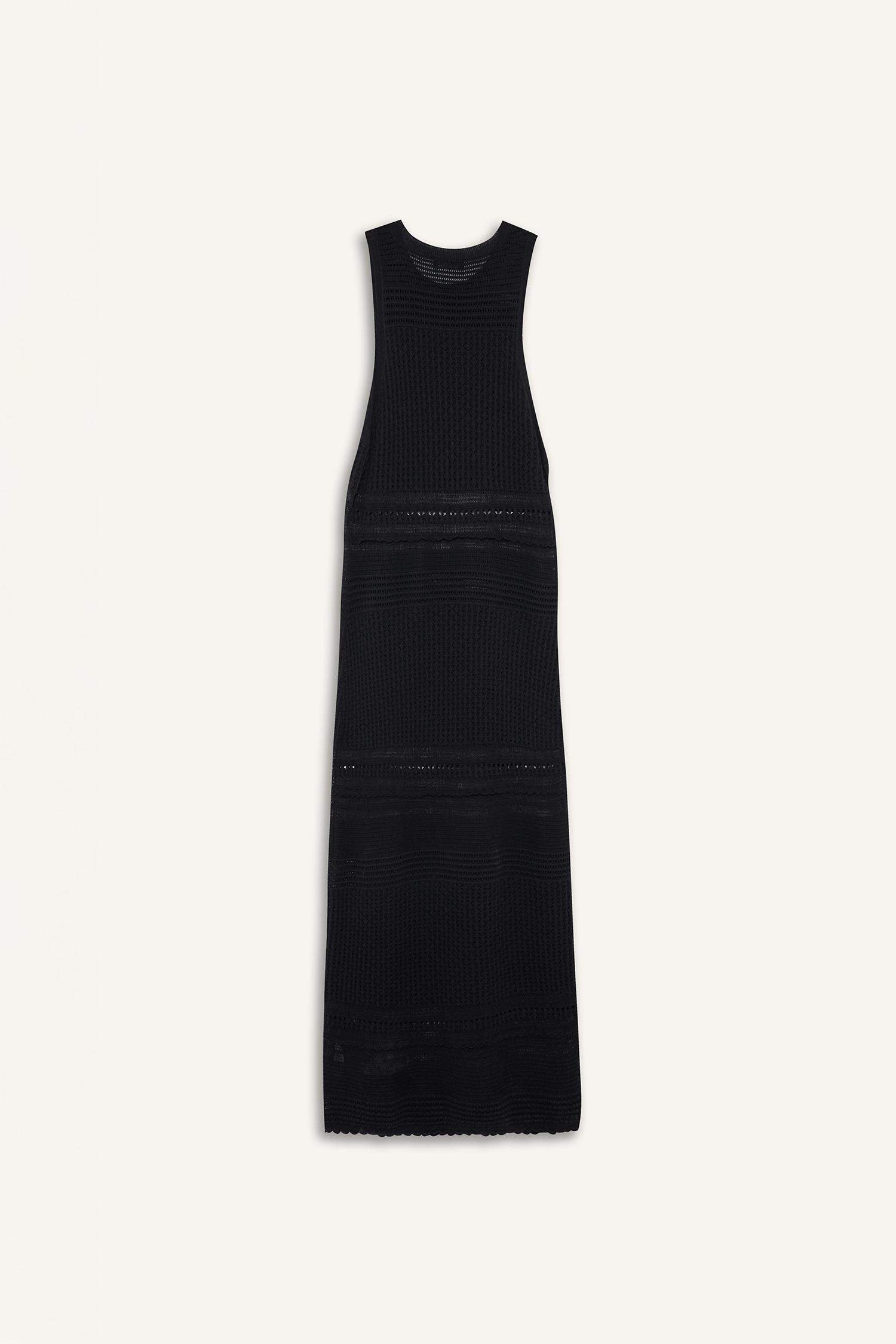 Slim Fit Dar Kesim Halter Yaka Kroşe Kolsuz Maxi Elbise