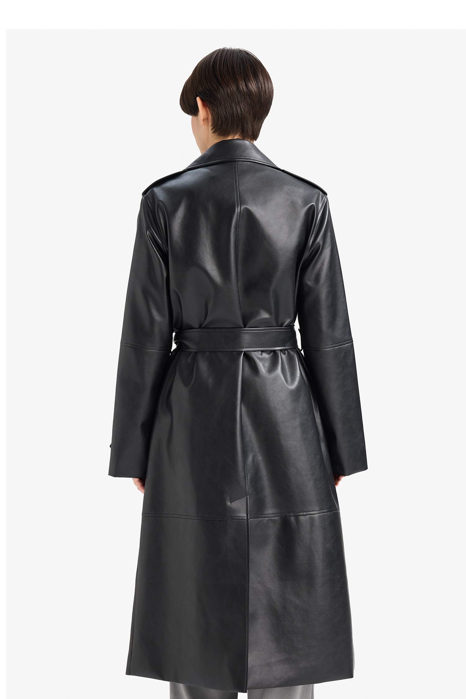 Regular Fit Suni Deri Trençkot