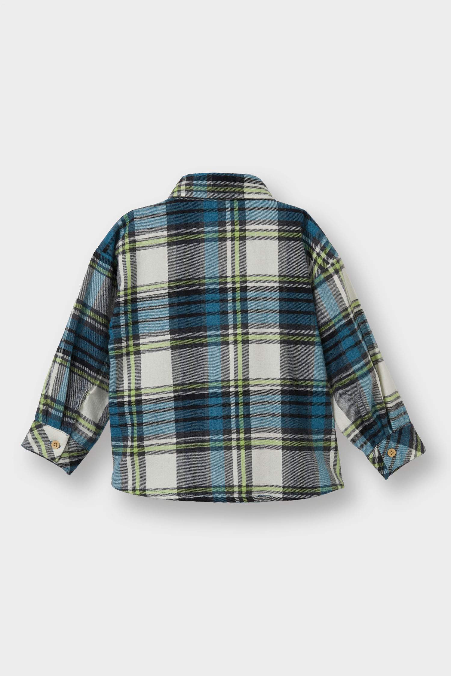 قميص كم طويل كاروهات فلانيل قصة عادية بياقة قميص