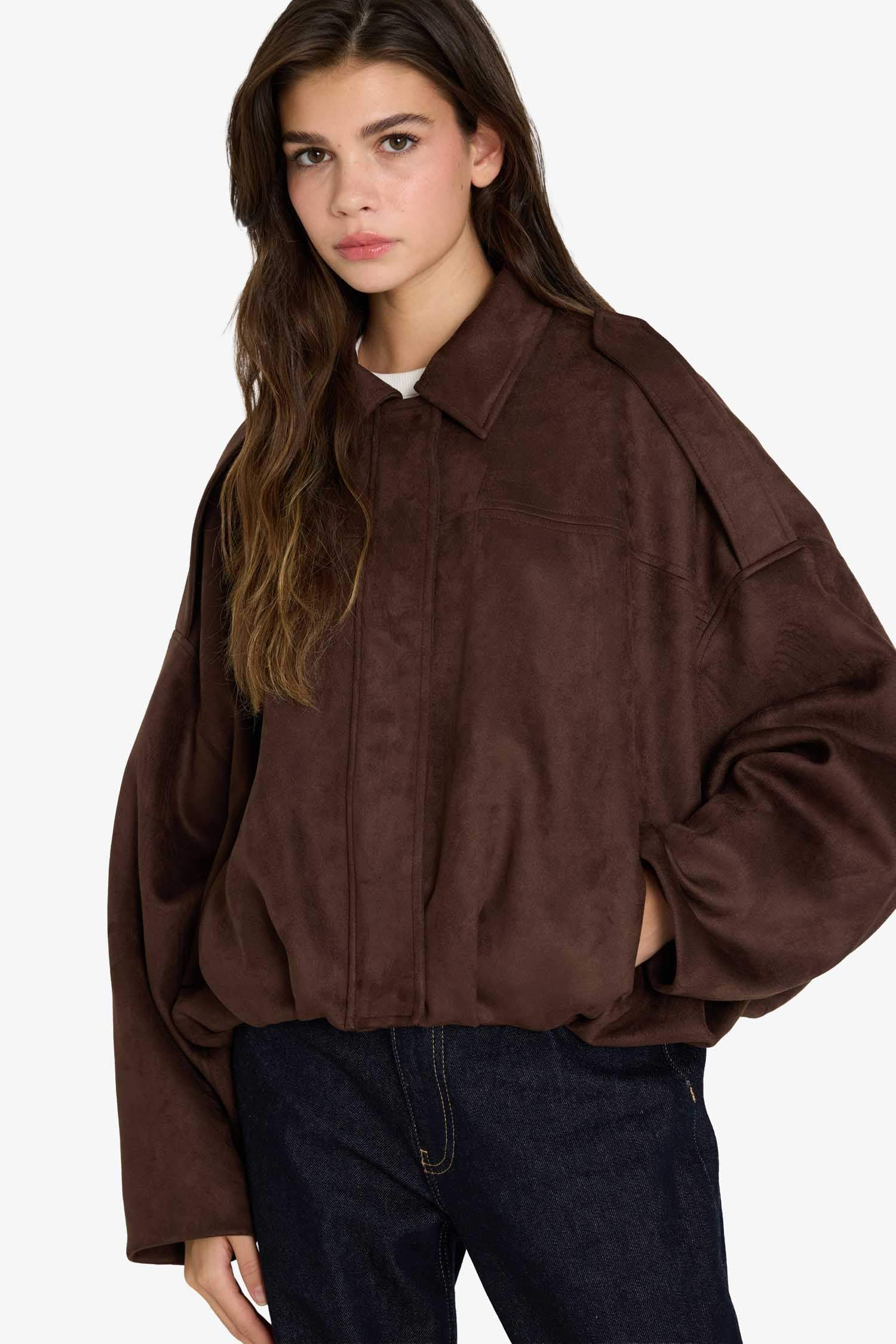 Su Geçirmez Regular Fit Süet Mont