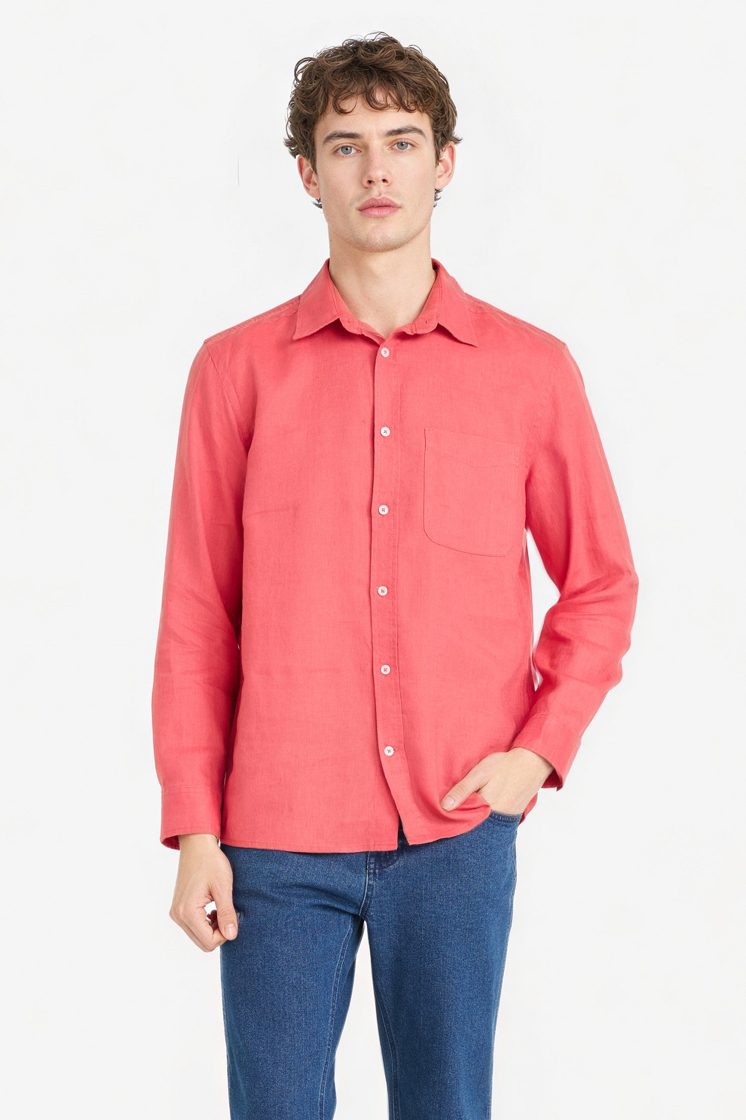 DeFacto %100 Keten Regular Fit Gömlek