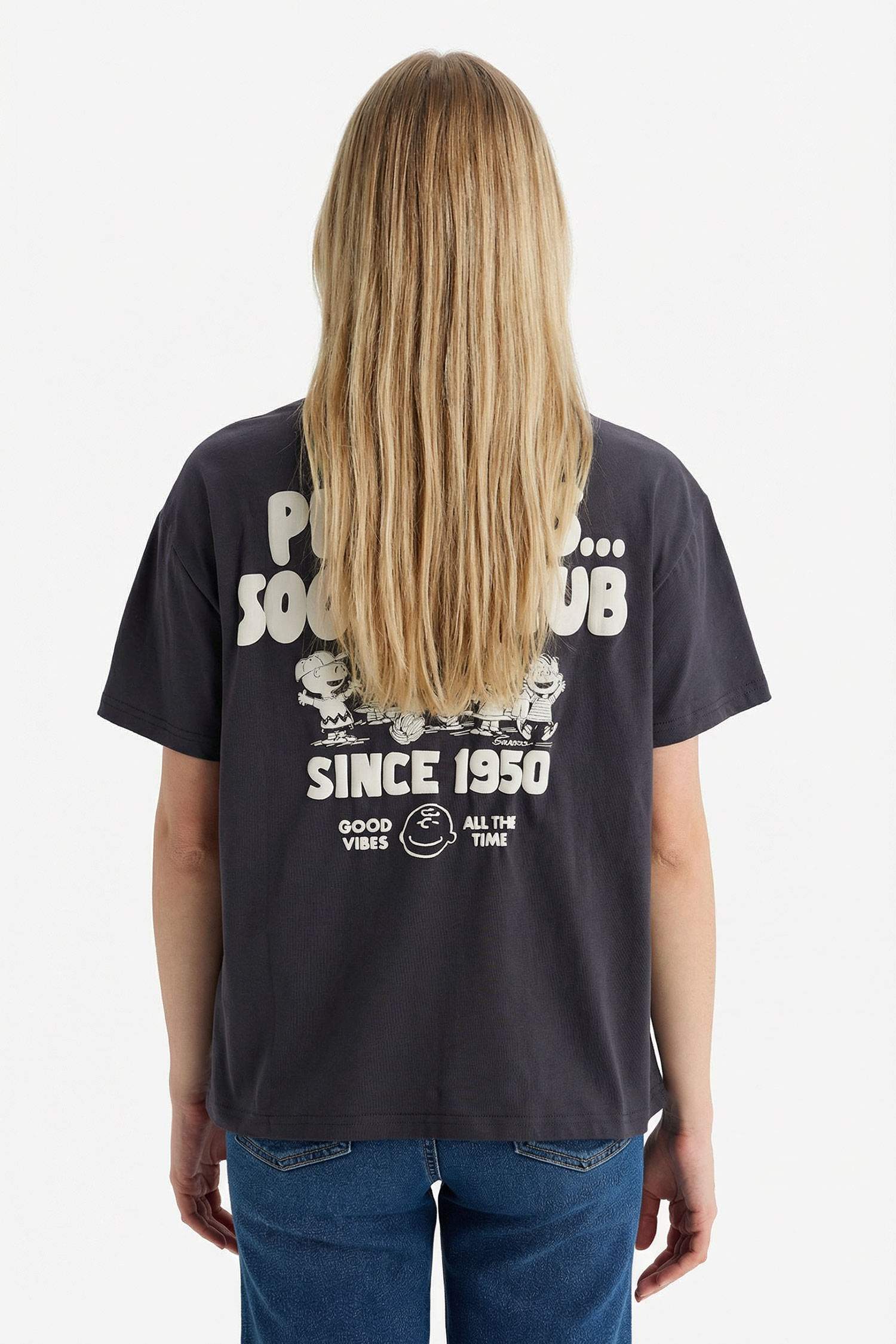 Snoopy Oversize дөңгелек жағалы суретті қысқа жеңді футболка