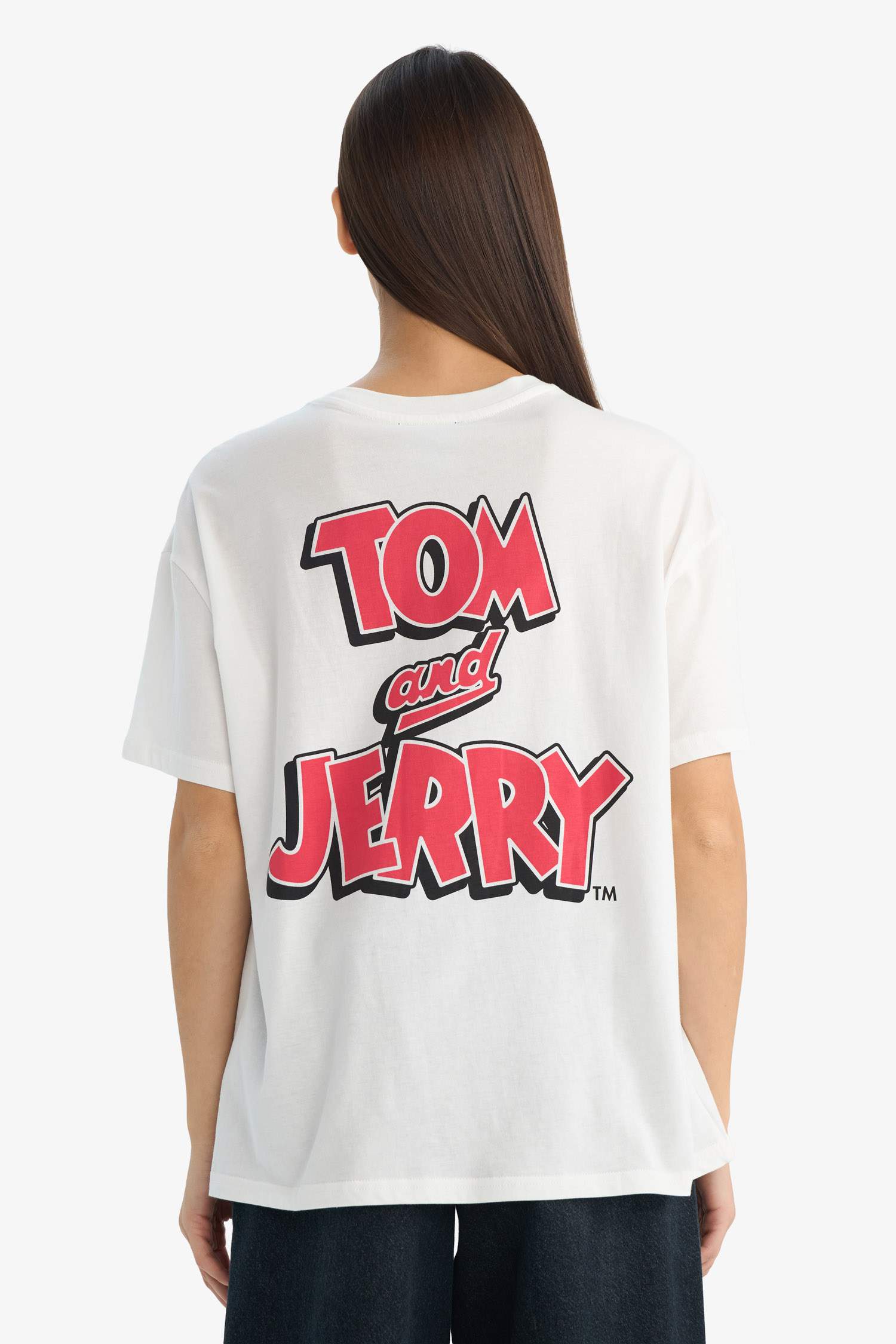 Tom & Jerry Oversize кең пішімді суретті қысқа жеңді футболка