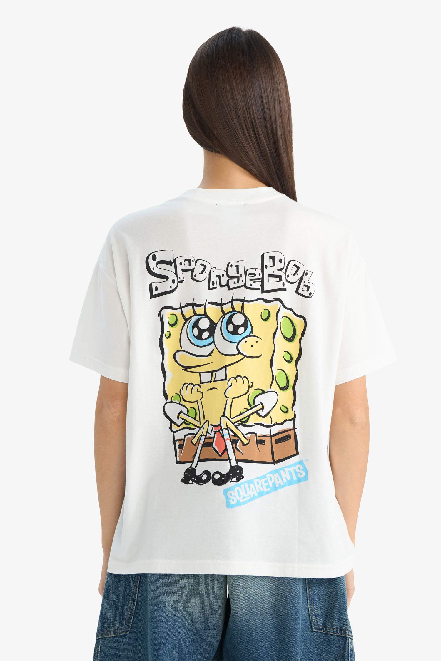 تيشيرت نص ردن اوفر سايز من سبونج بوب