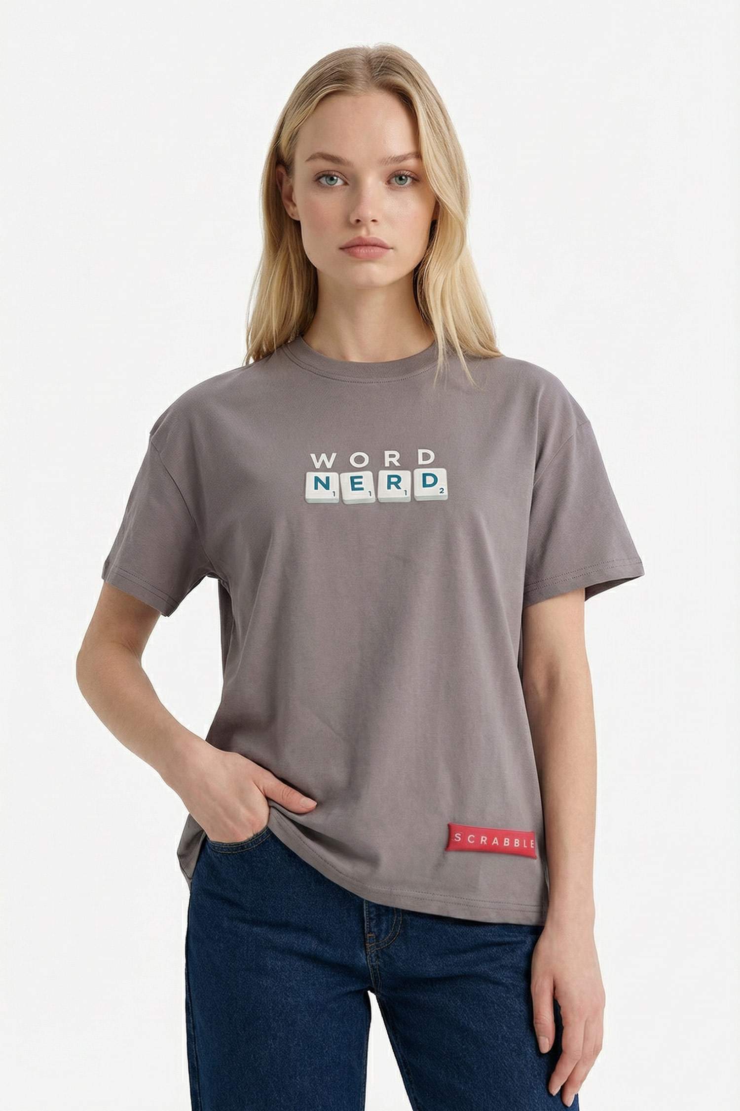 Oversize кең пішімді суретті қысқа жеңді футболка