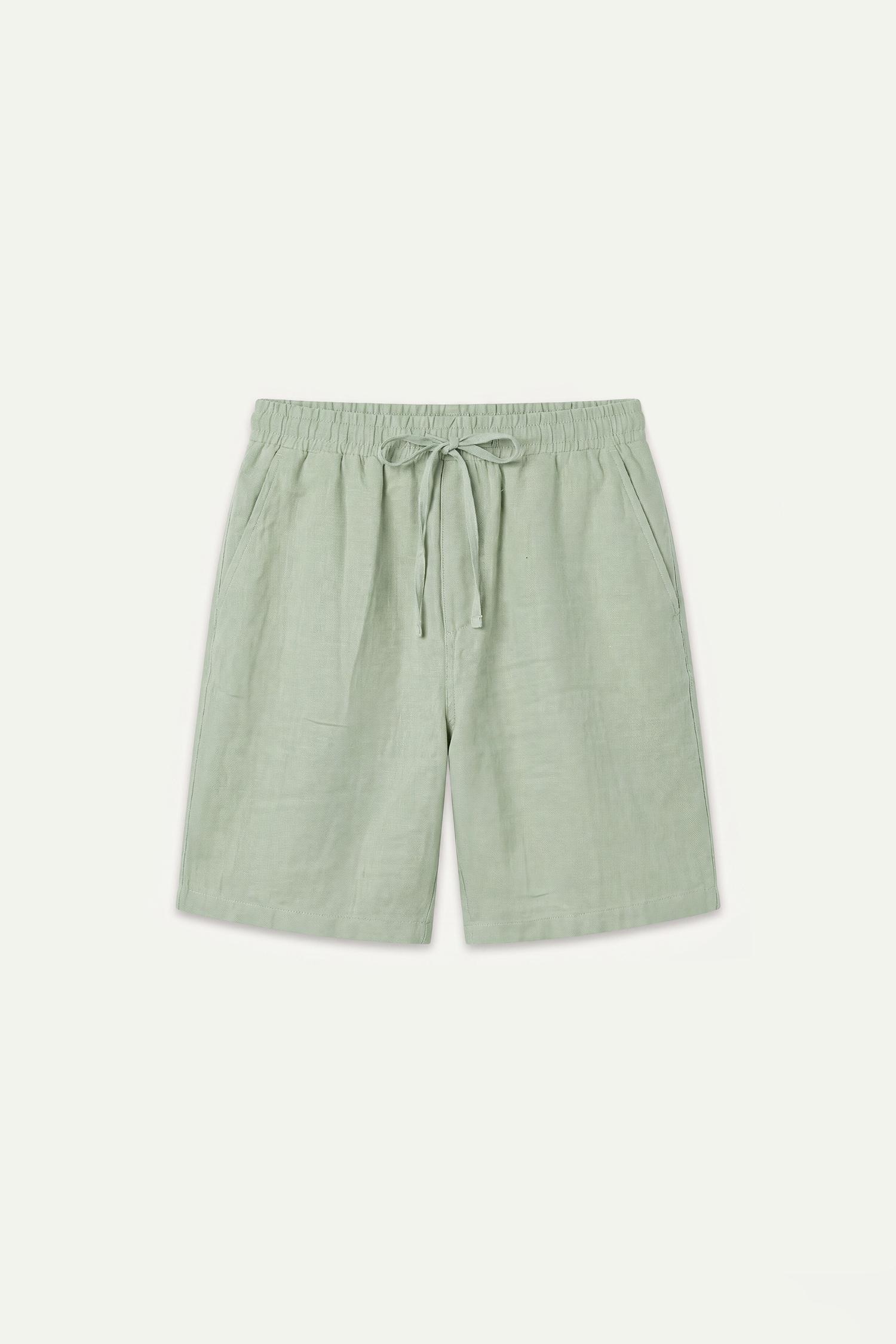DeFacto Nefes Alabilir %100 Keten Baggy Fit Bermuda Şort görsel 5