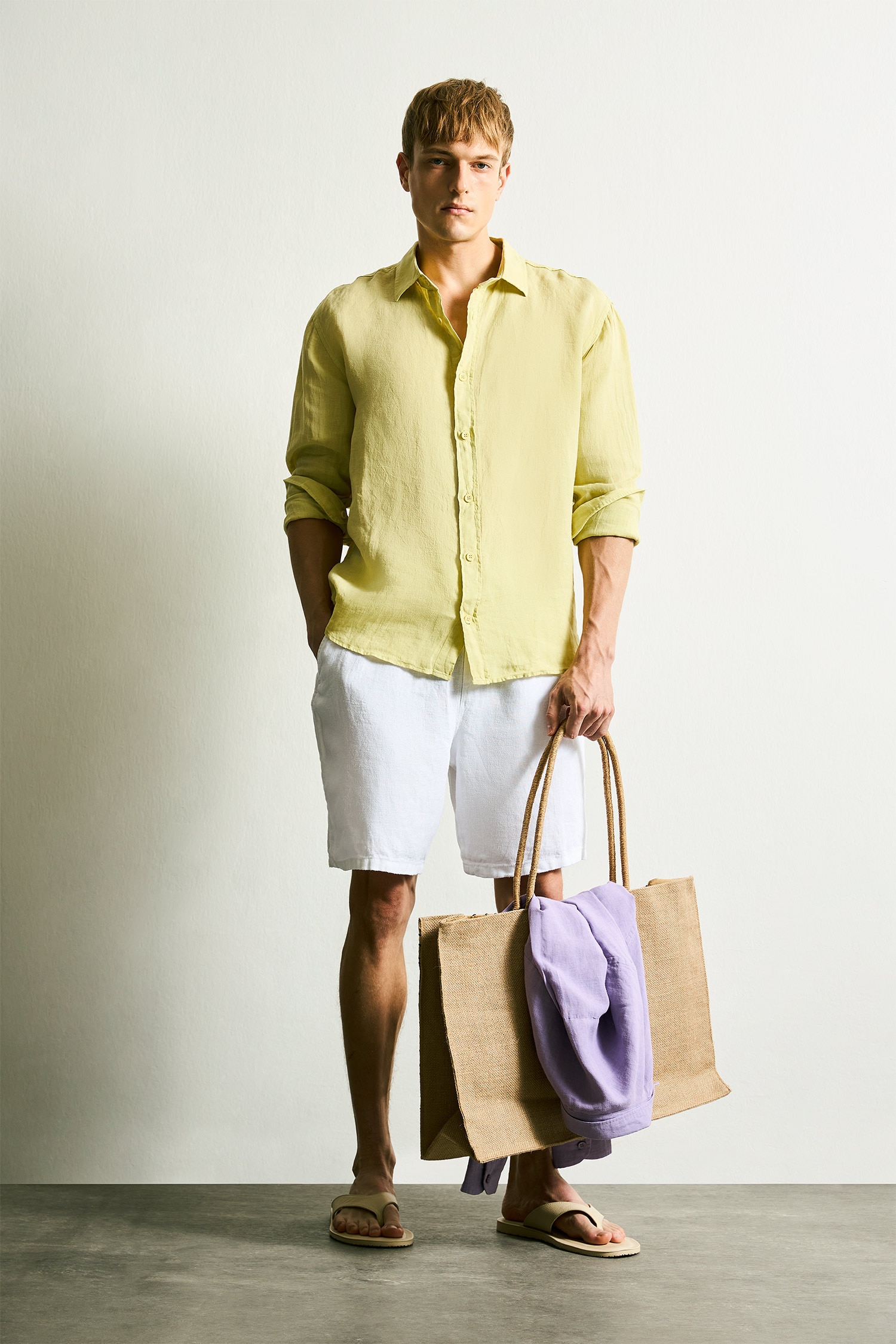 DeFacto Nefes Alabilir %100 Keten Relaxed Fit Keten Bermuda Şort