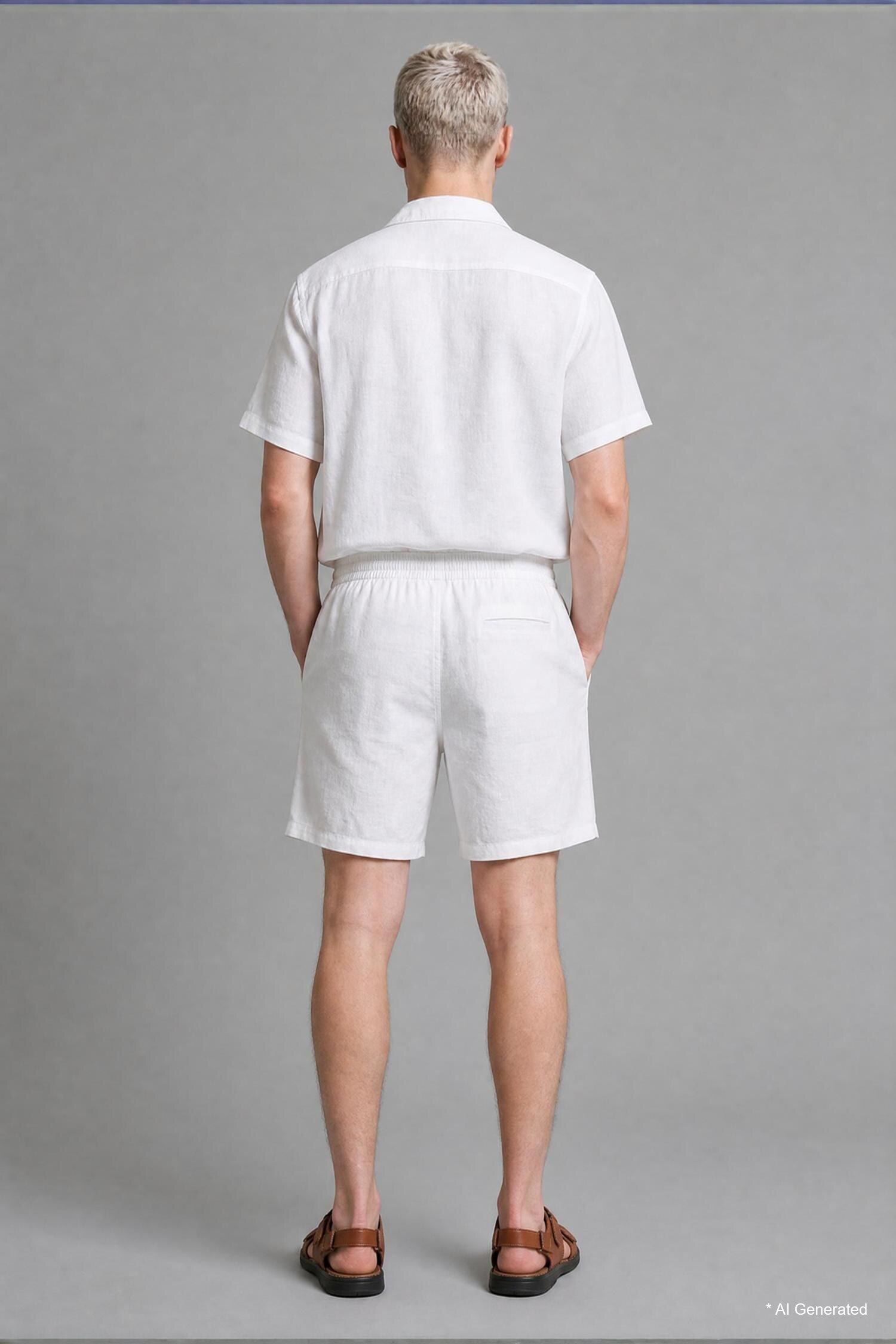 DeFacto Nefes Alabilir %100 Keten Relaxed Fit Keten Bermuda Şort görsel 6