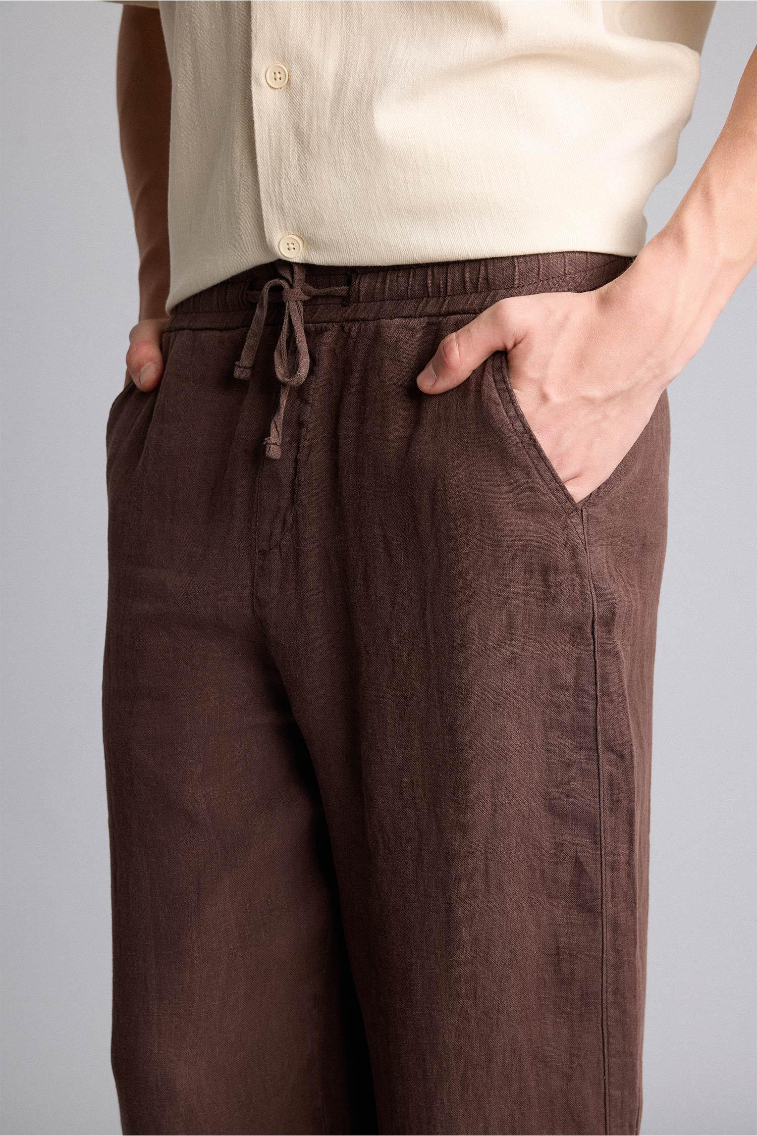 DeFacto %100 Keten Wıde Leg Pantolon görsel 5