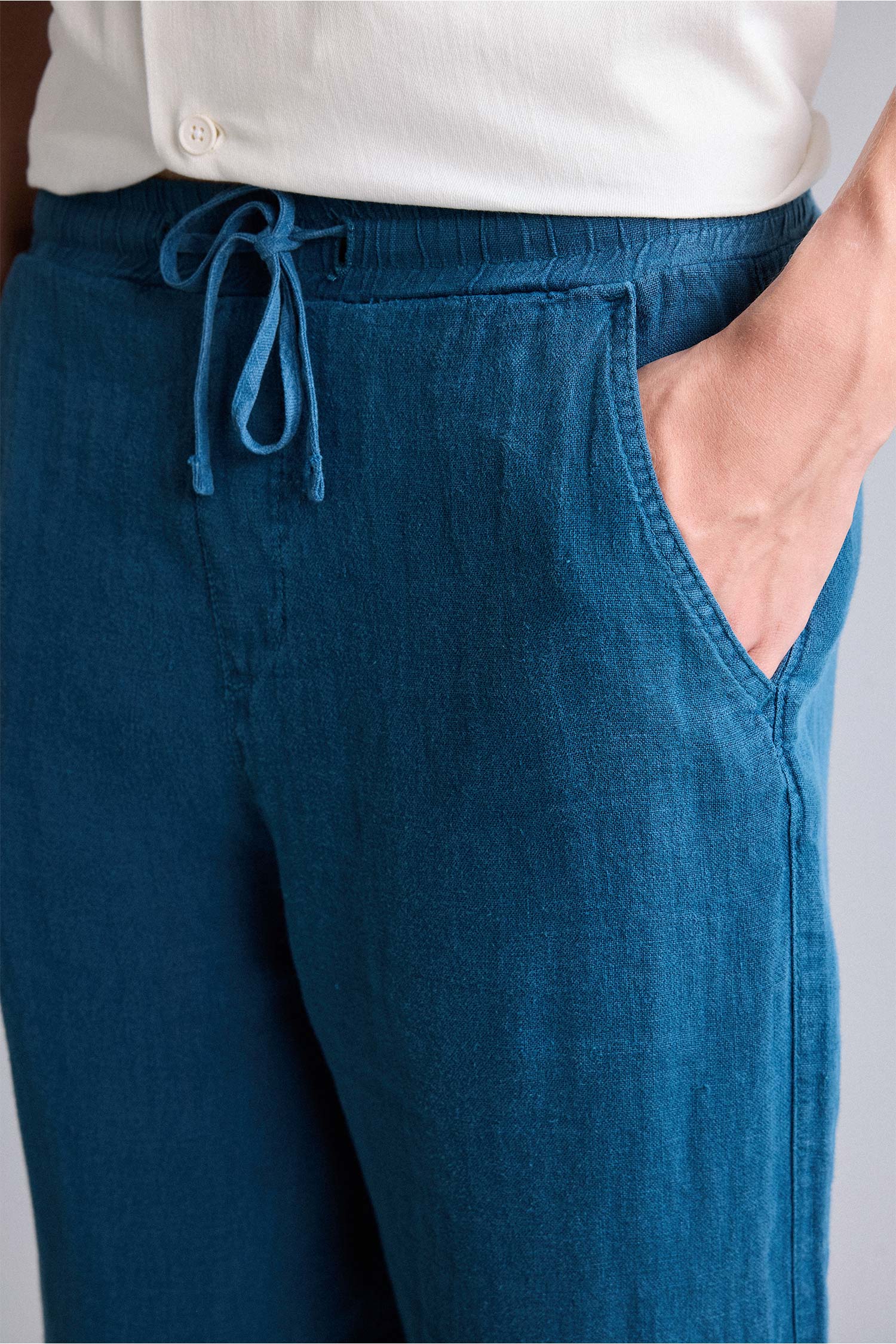 DeFacto %100 Keten Wıde Leg Pantolon görsel 5