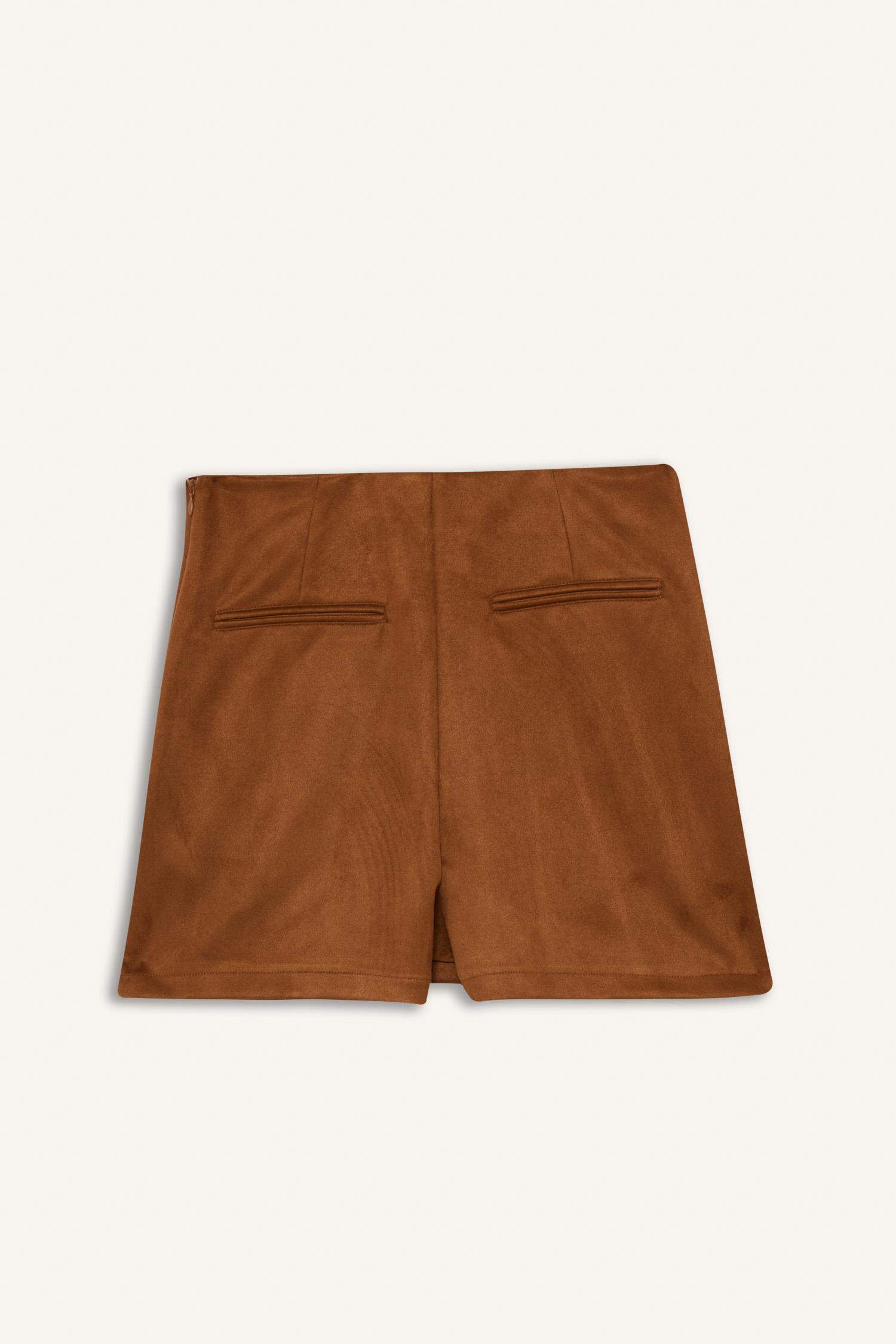 Regular Waist Mini Suede Skort