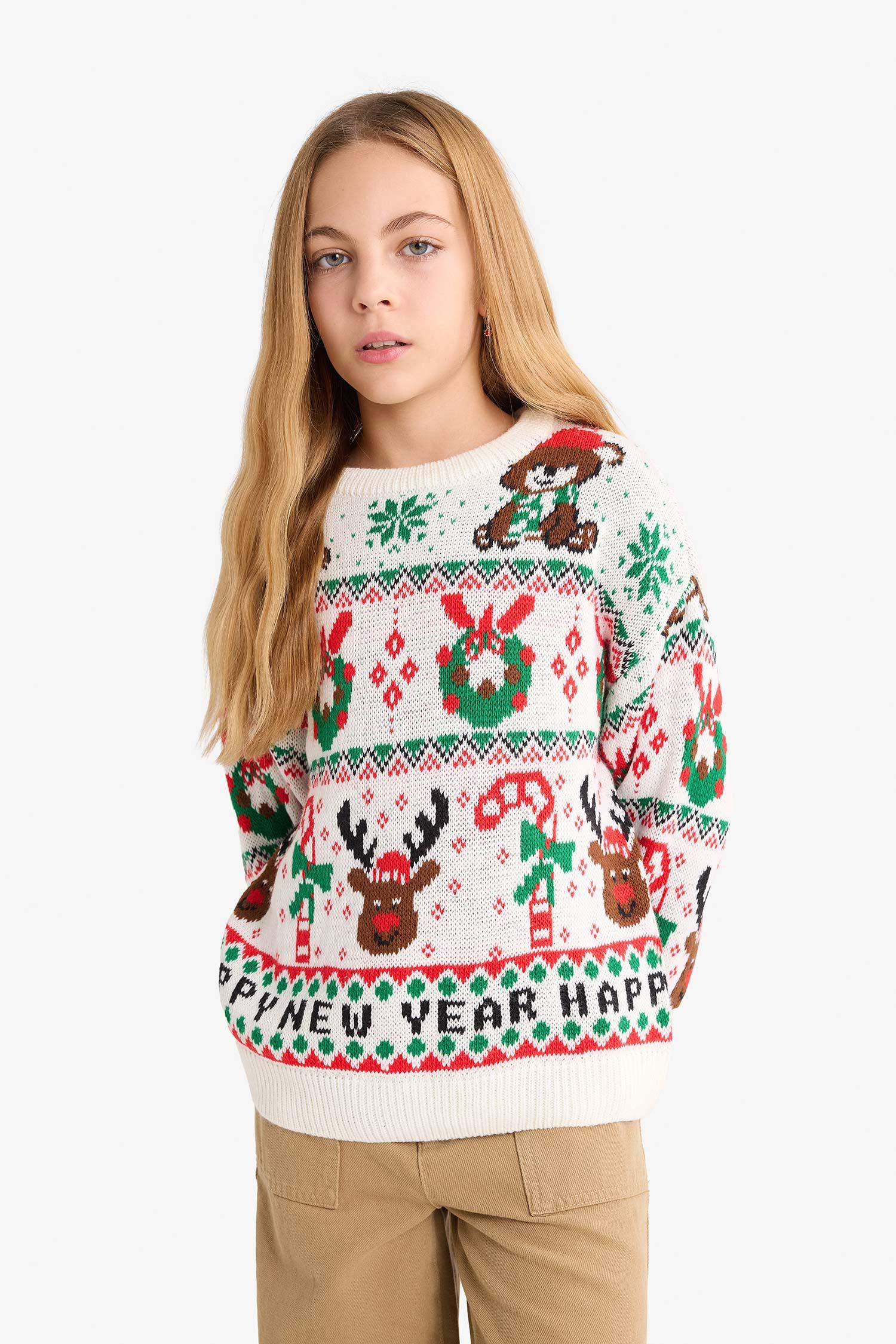 بلوفر بناتي اوفر سايز برقبة مستديرة