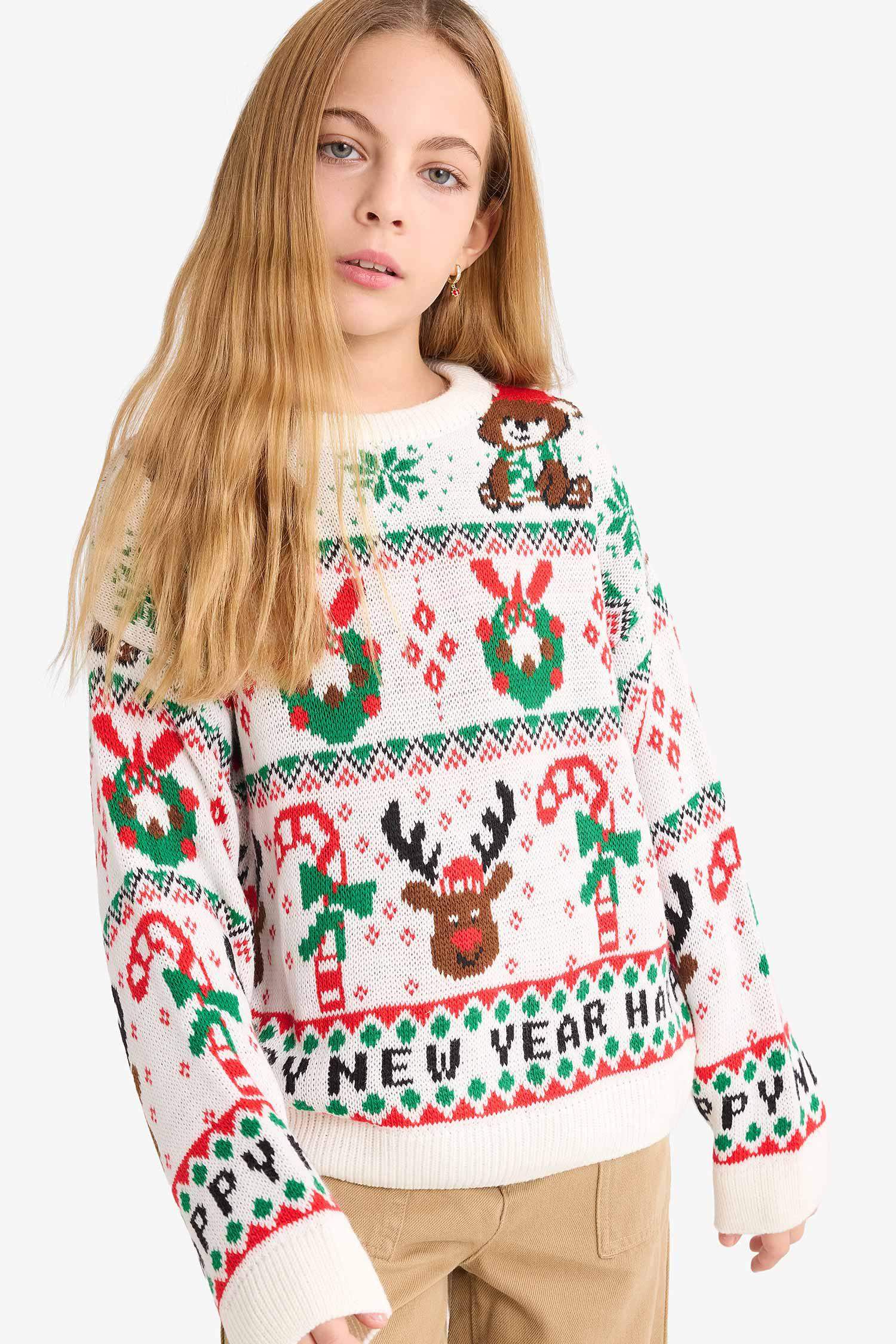 بلوفر بناتي اوفر سايز برقبة مستديرة