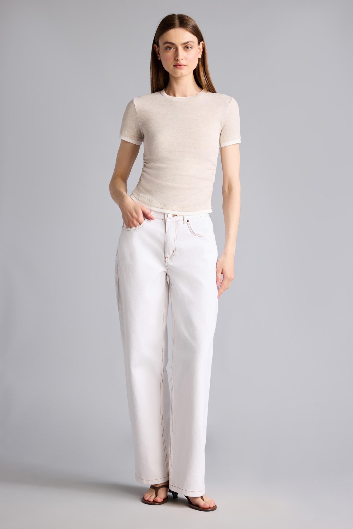 DeFacto Slim Fit Kısa kollu Ribana Tişört görsel 2