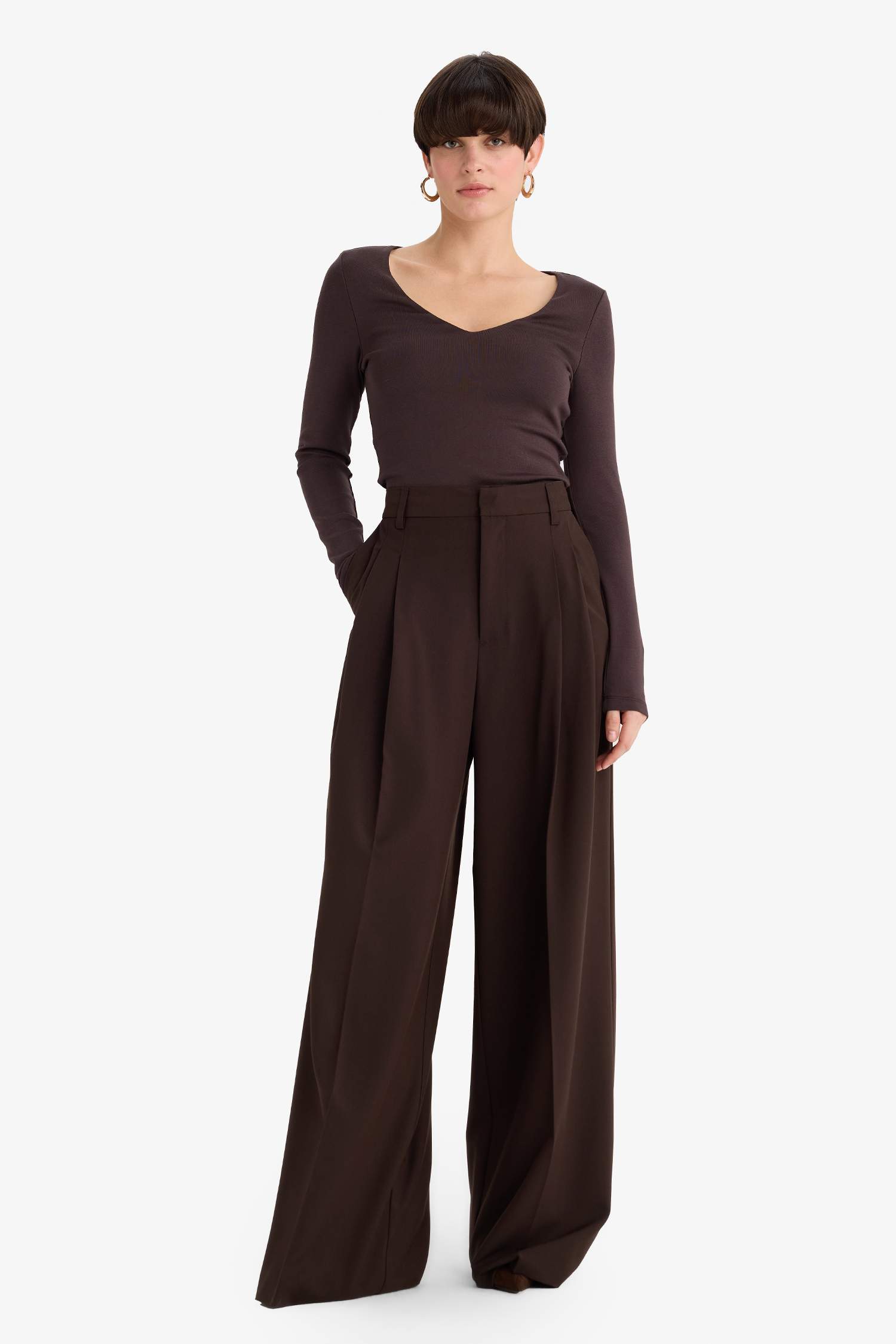 Wide Leg High Waist Long Trousers