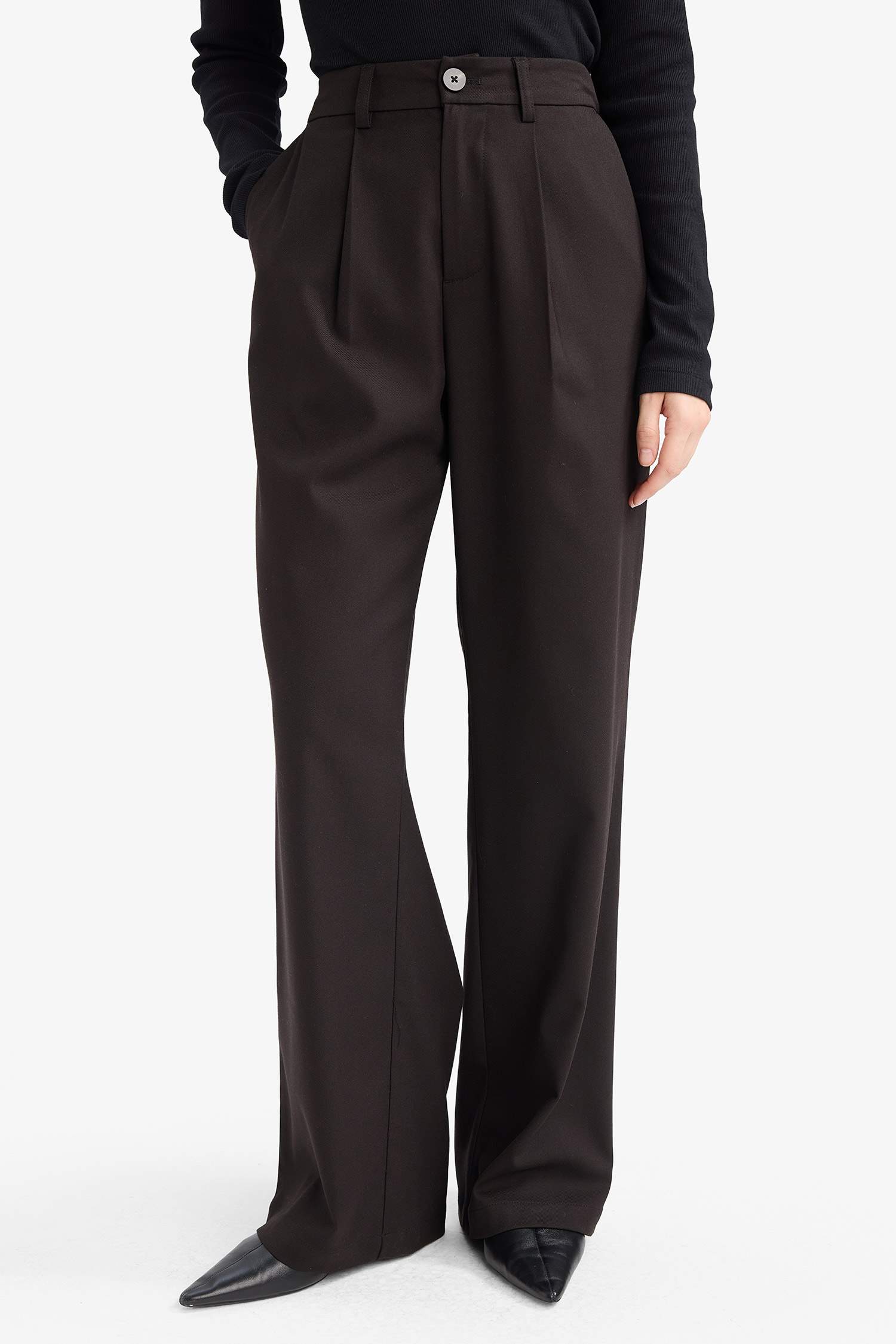 Straight Fit жоғары белді найзағайлы қалтасы бар ұзын шалбар