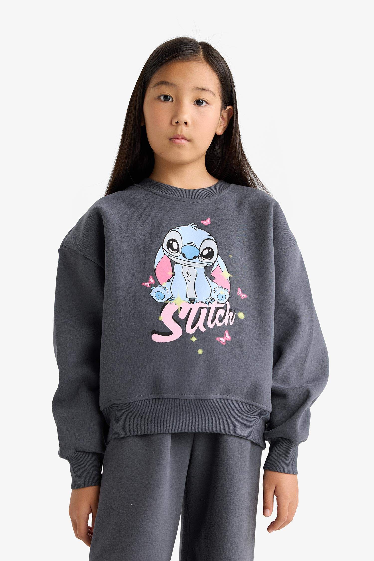 Kız Çocuk Disney Lilo & Stitch 2'li Takım Sweatshirt Eşofman Altı