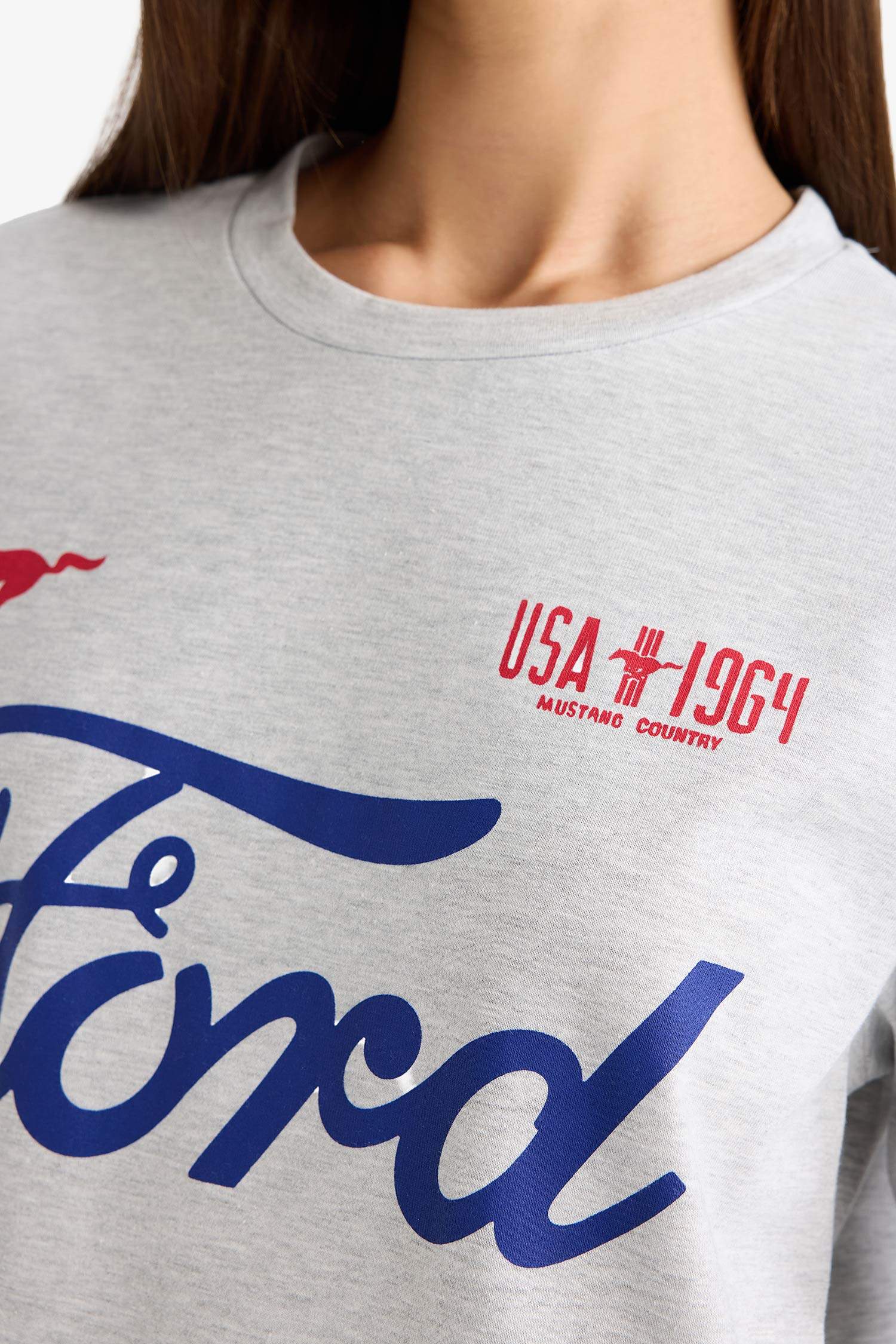 Ford Motor Company Oversize Geniş Kalıp Bisiklet Yaka Uzun Kollu Tişört