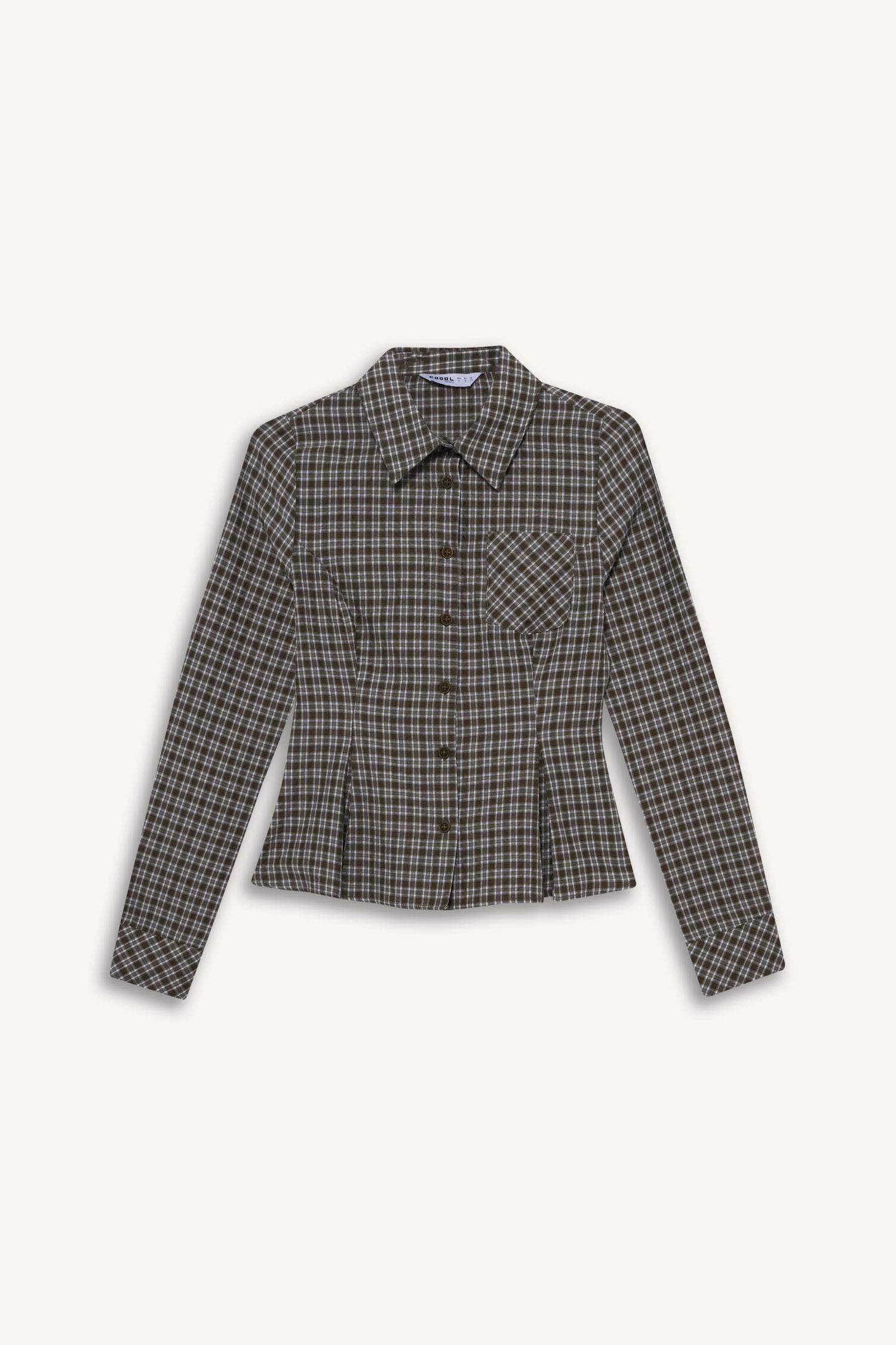 Fitted Plaid Poplin Long Sleeve Shirt