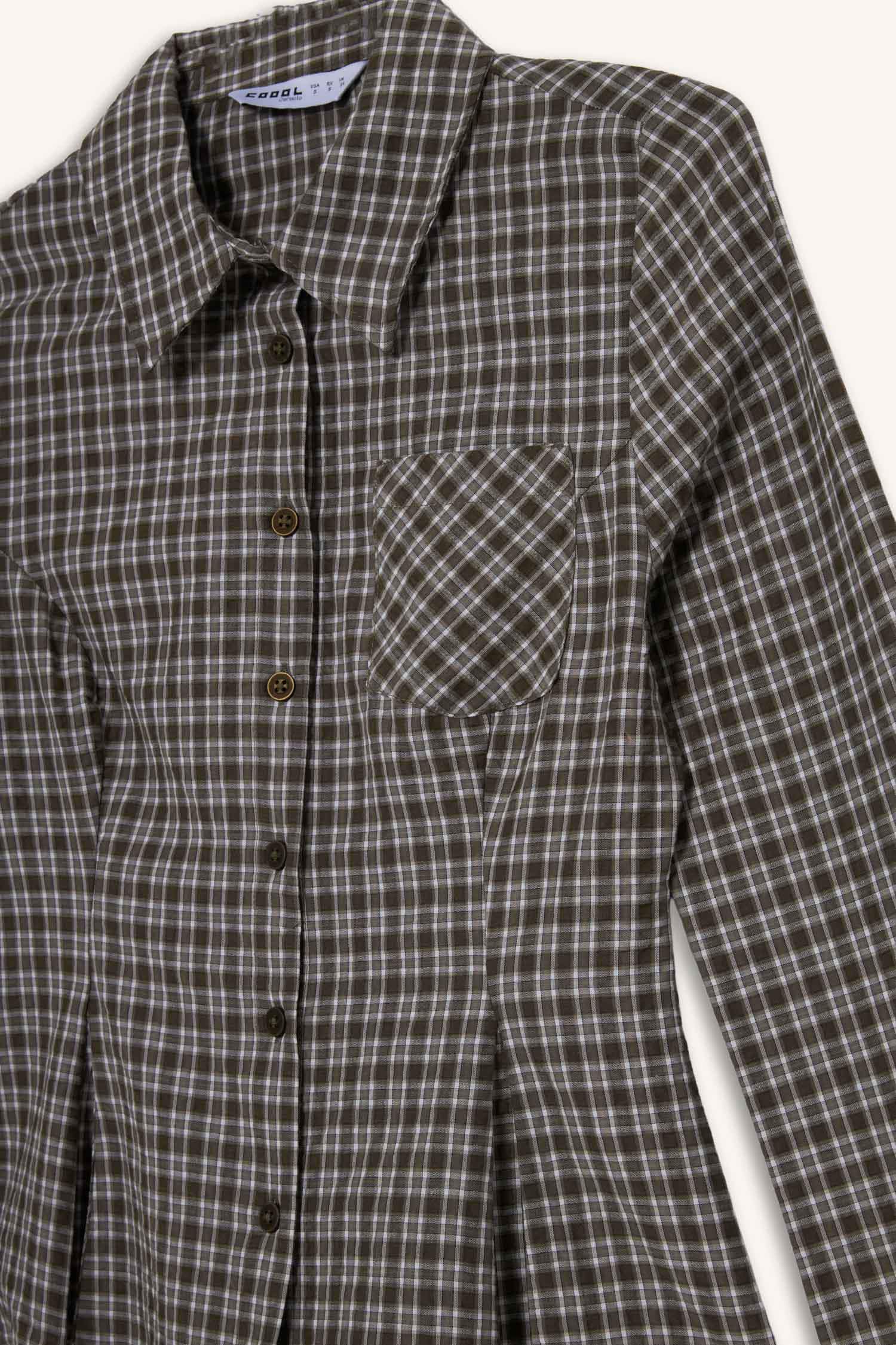 Fitted Plaid Poplin Long Sleeve Shirt