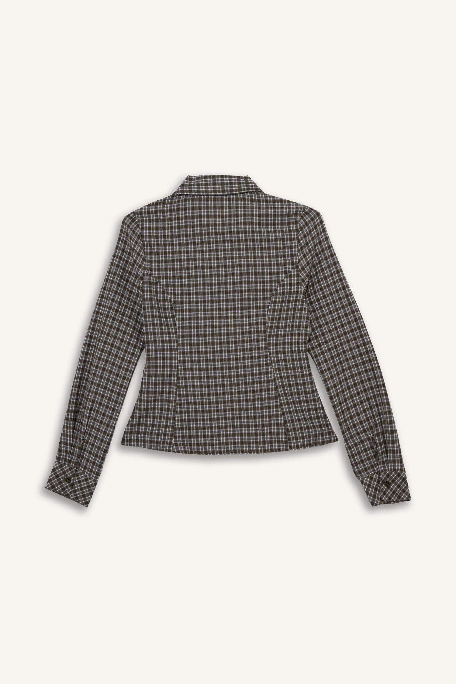 Fitted Plaid Poplin Long Sleeve Shirt