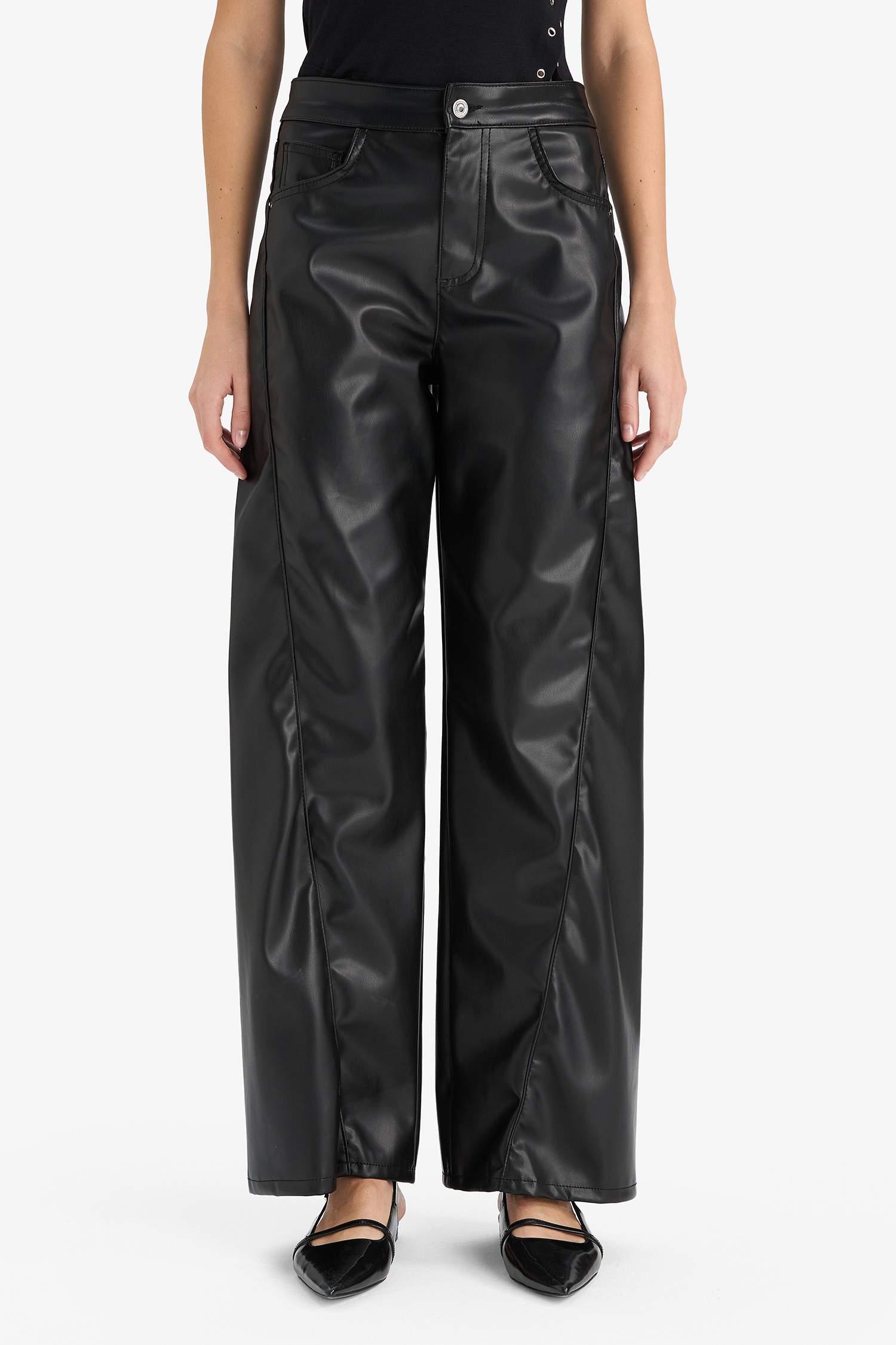Wide Leg Zipper Trousers