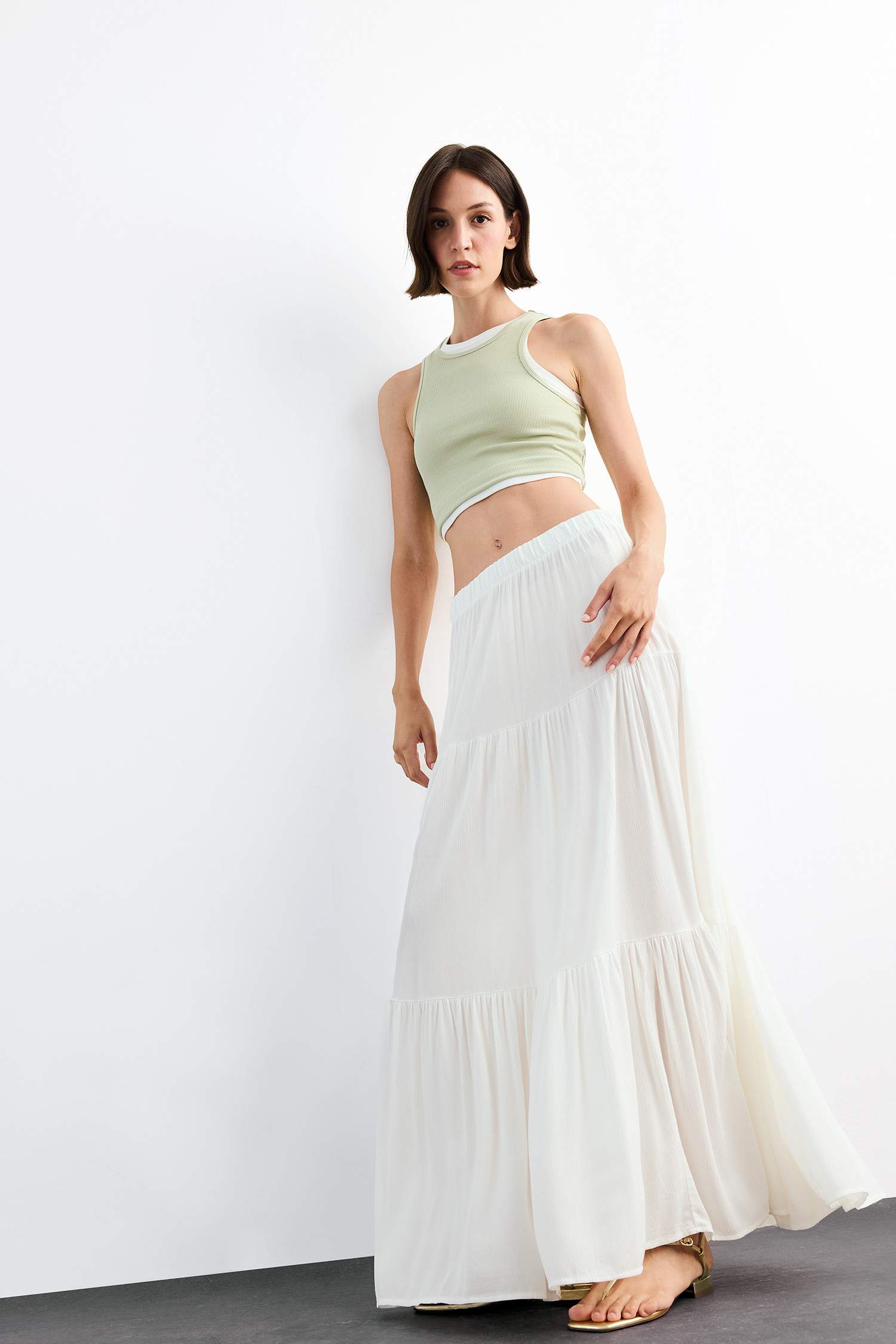 Cotton Lined Normal Waist Maxi Skirt