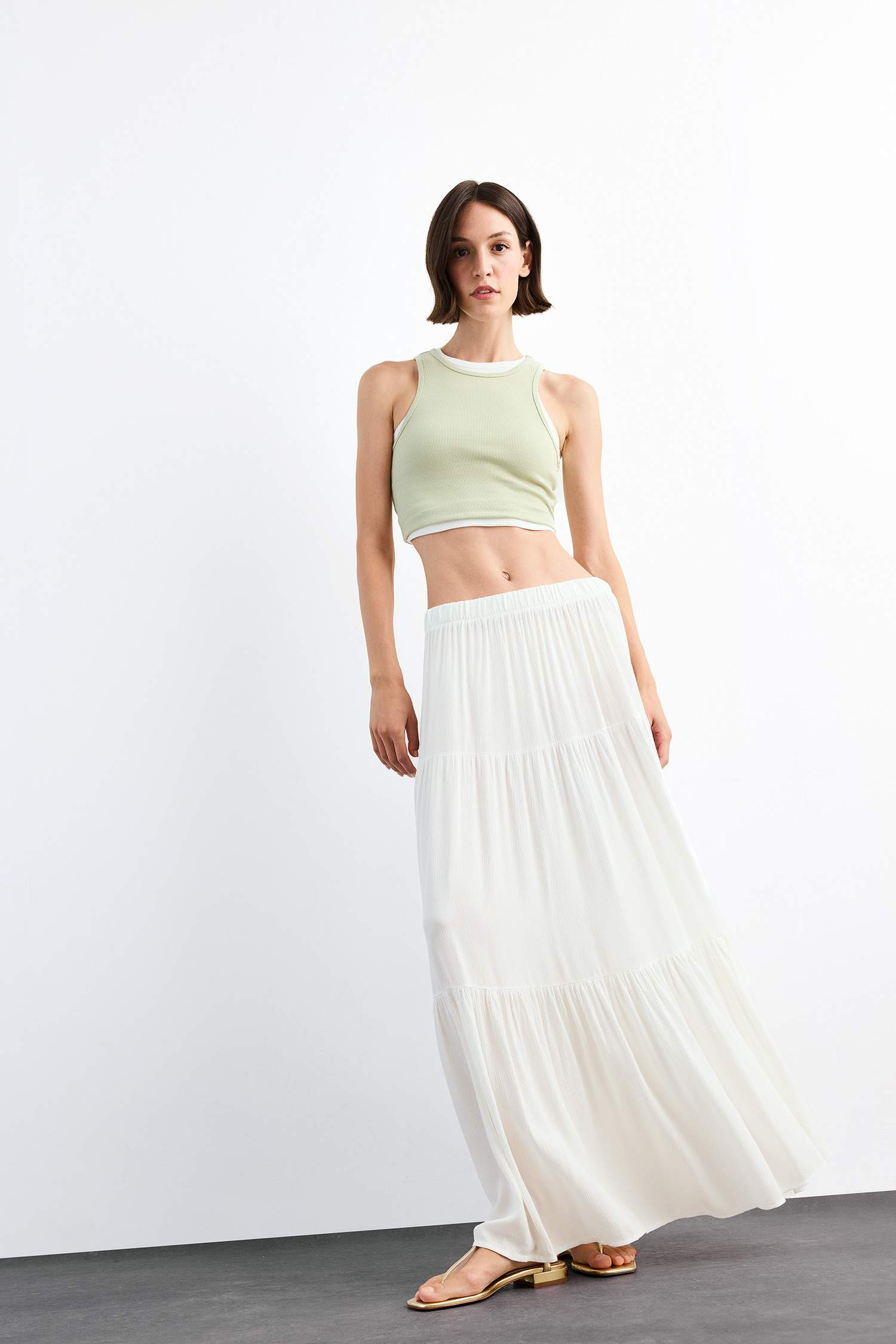 Cotton Lined Normal Waist Maxi Skirt