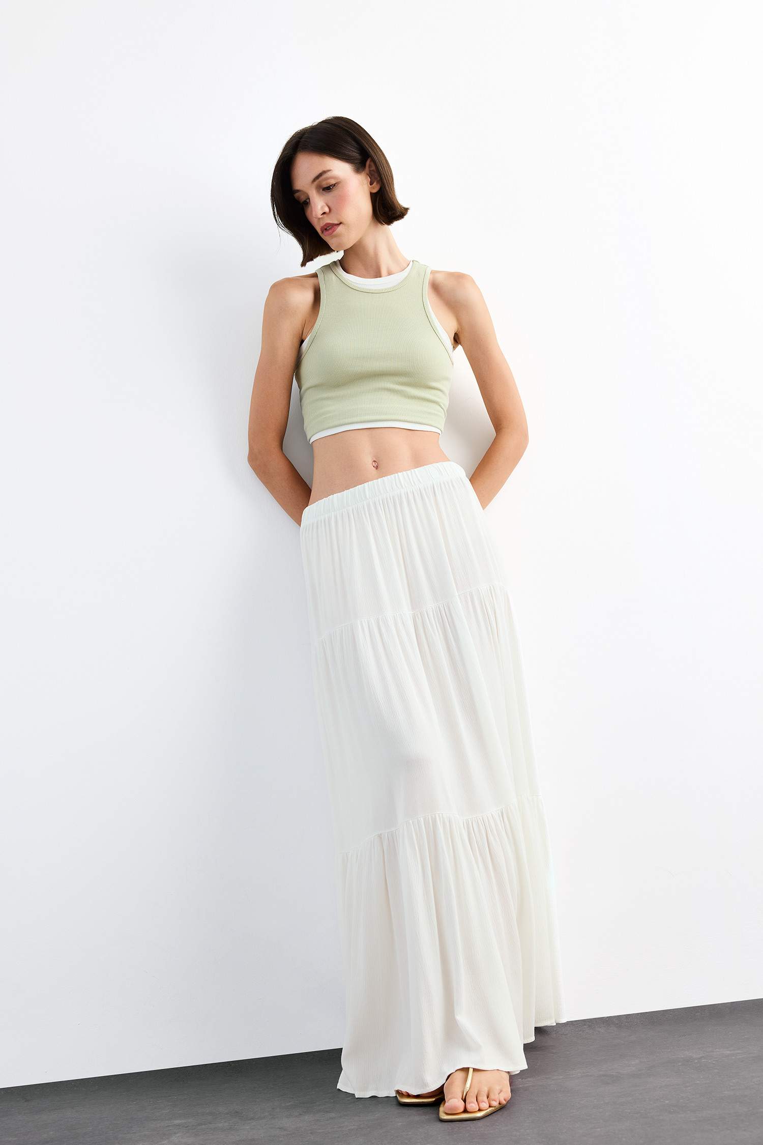 Cotton Lined Normal Waist Maxi Skirt