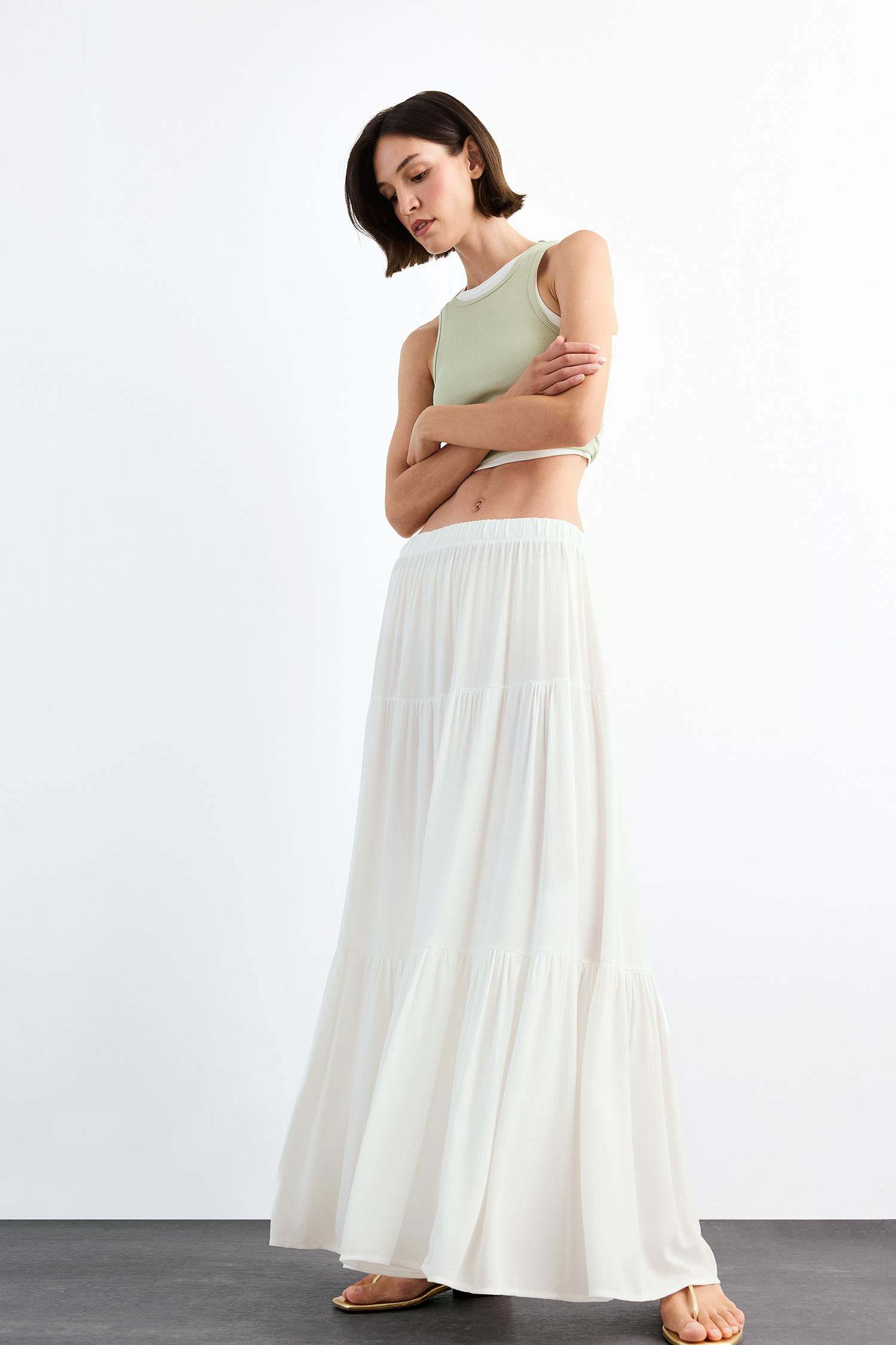 Cotton Lined Normal Waist Maxi Skirt