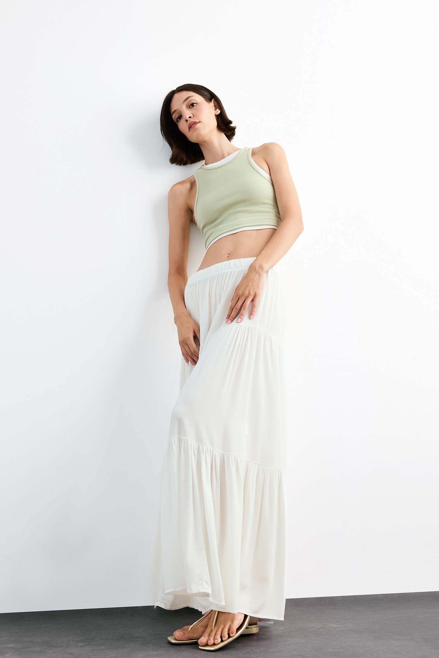 Cotton Lined Normal Waist Maxi Skirt