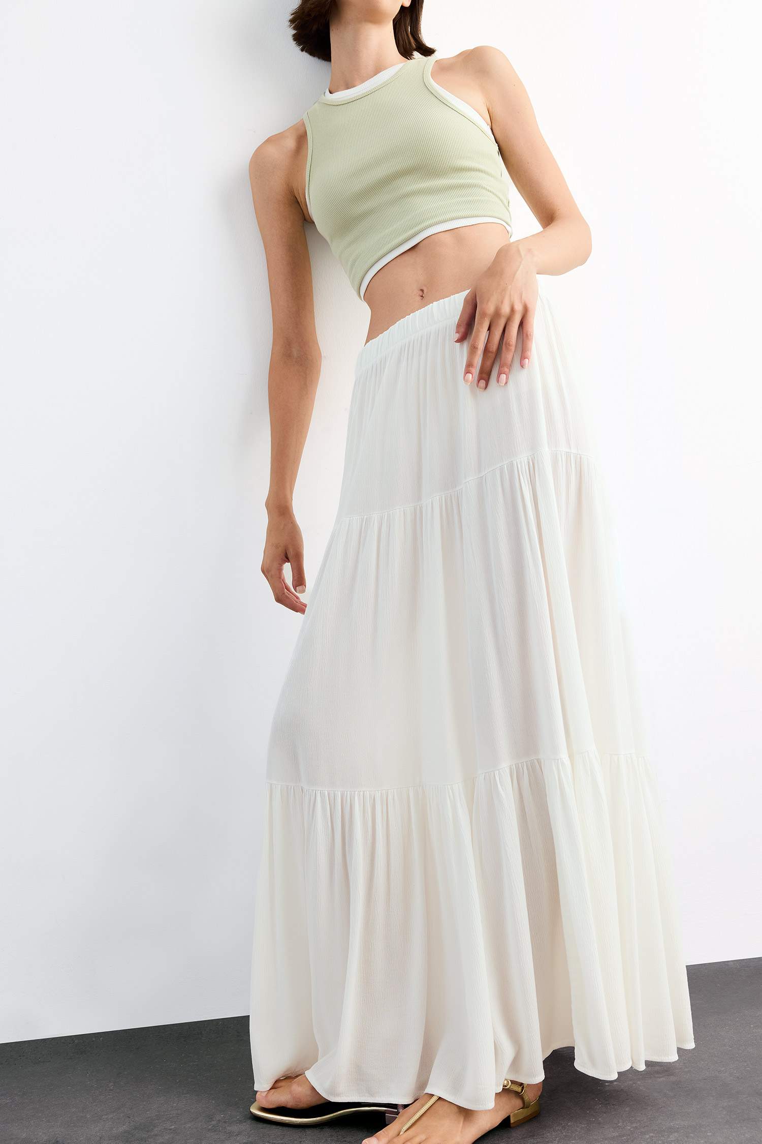 Cotton Lined Normal Waist Maxi Skirt