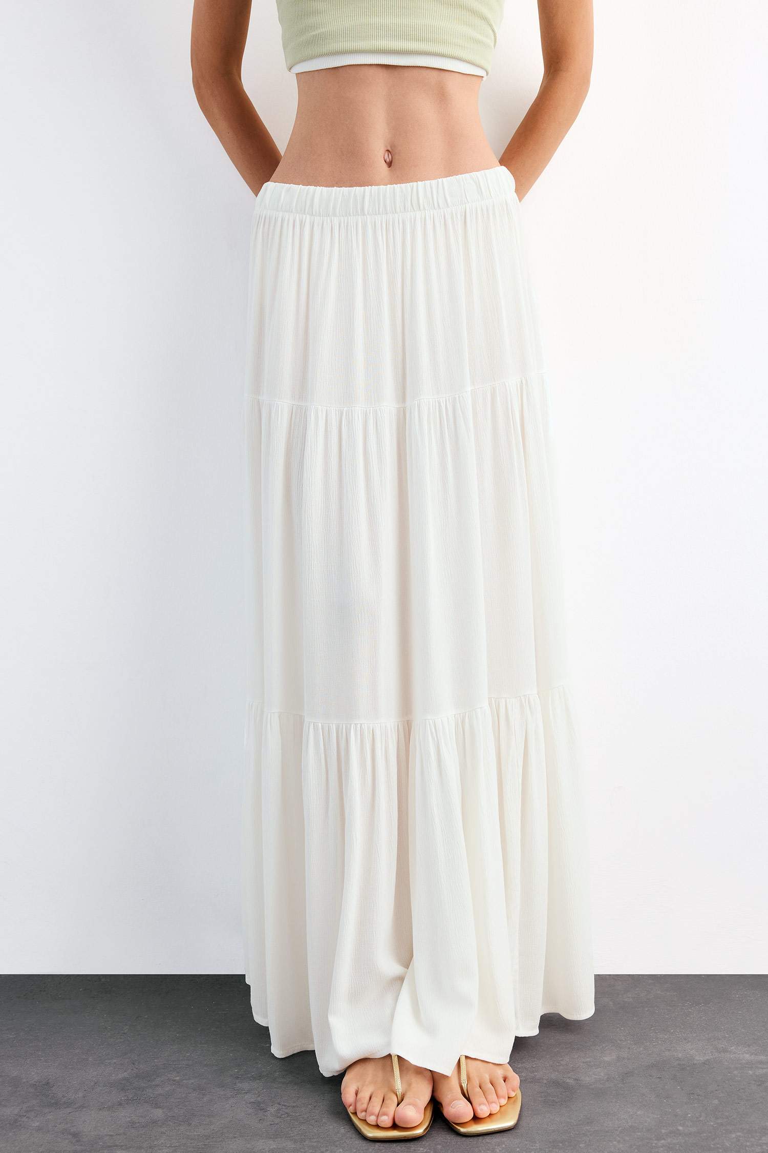 Cotton Lined Normal Waist Maxi Skirt