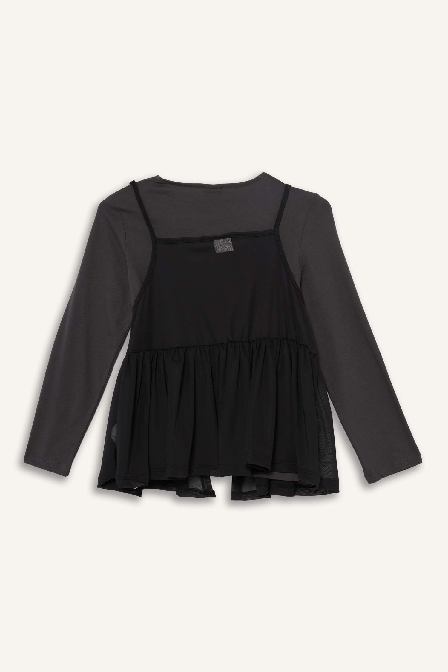 Kız Çocuk Loose Fit Bisiklet Yaka Baskılı Uzun Kollu Tişört