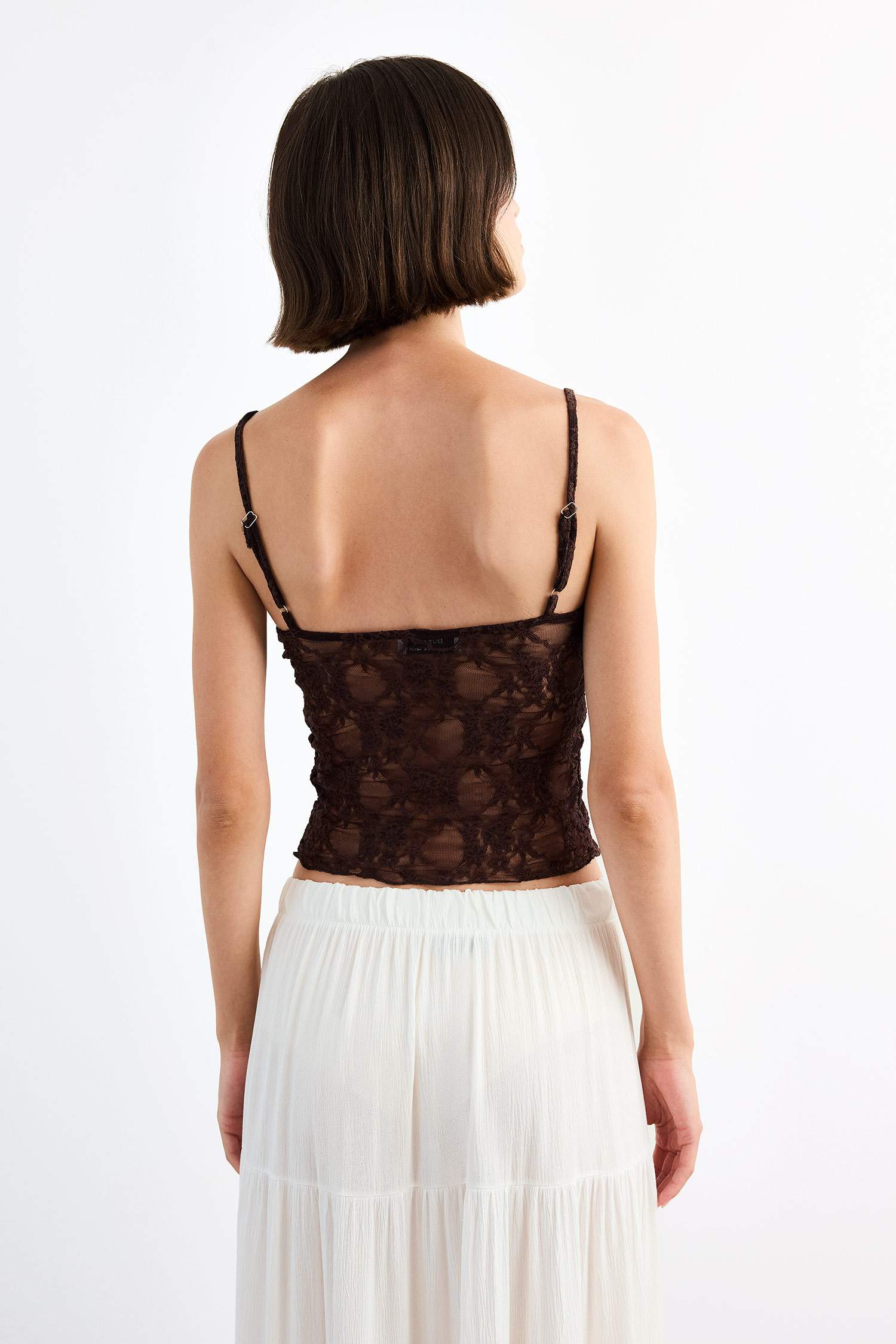 Strapless Flounced Lace Blouse