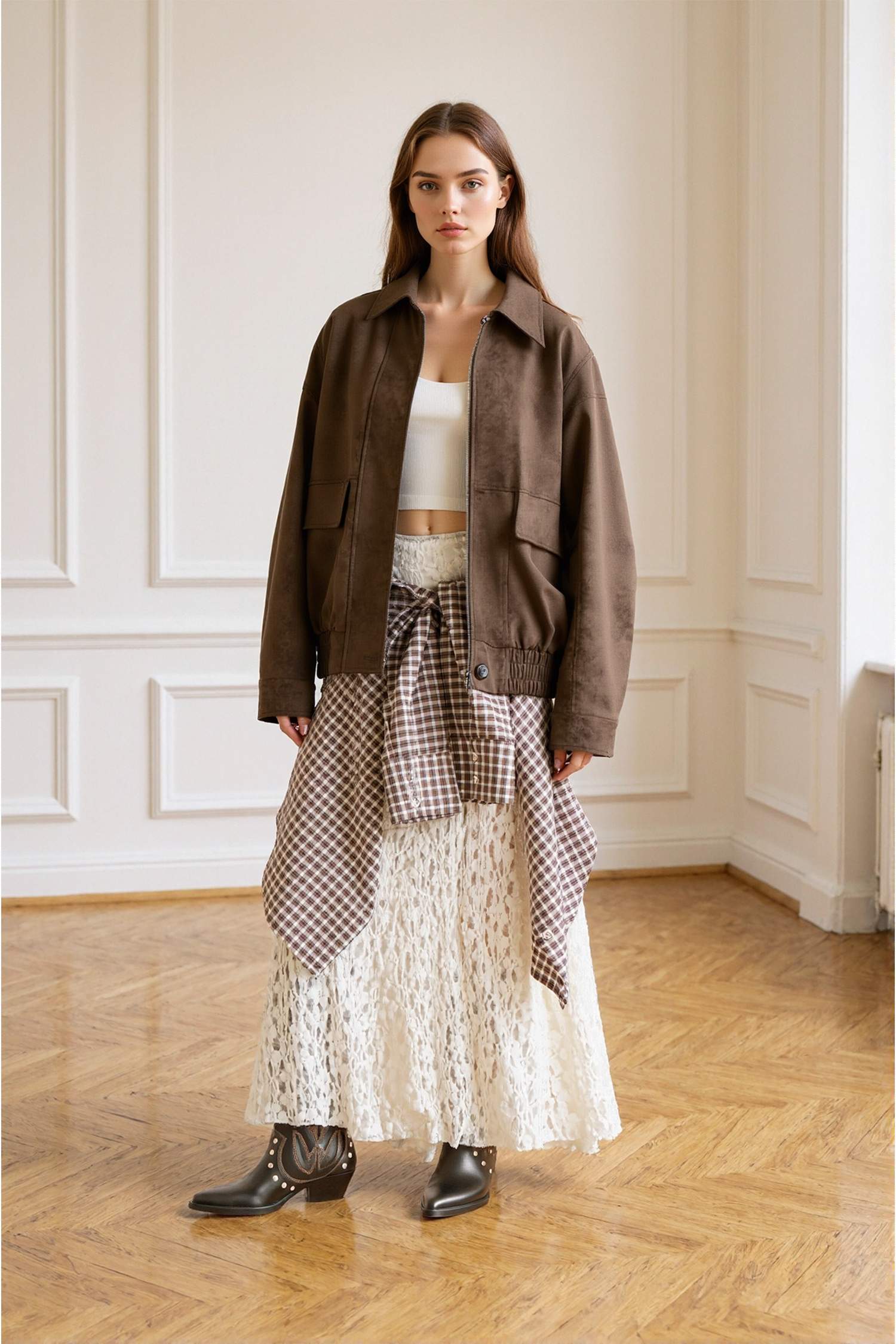 Afra x DeFacto Oversize Fit Gingham Poplin Shirt