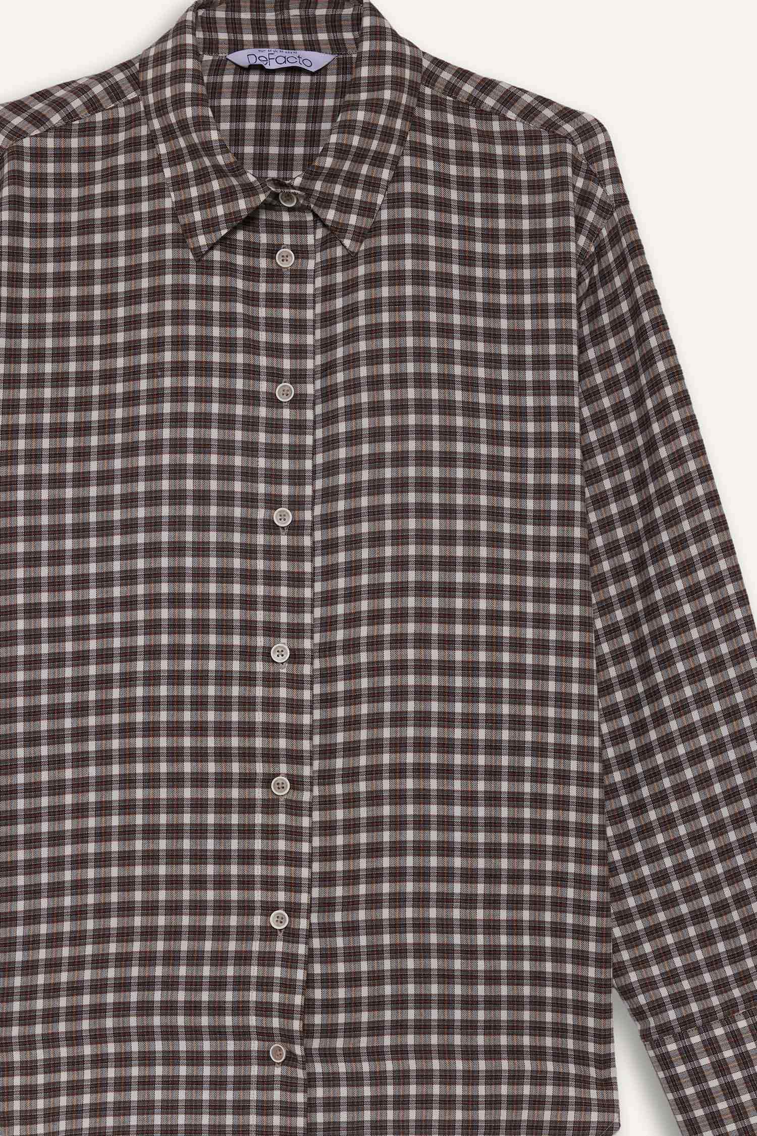Afra x DeFacto Oversize Fit Gingham Poplin Shirt