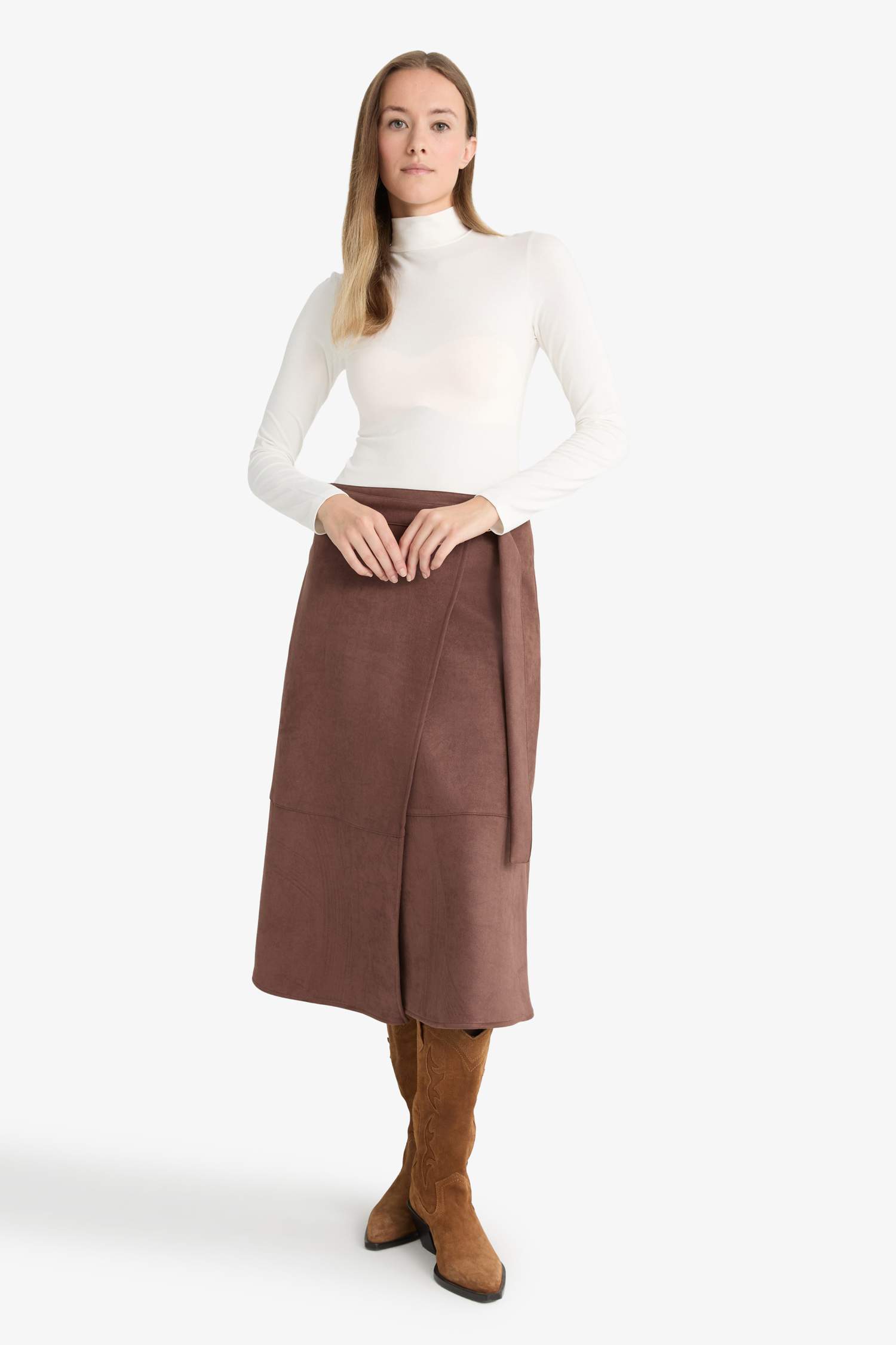 Wrap Süet Midi Etek