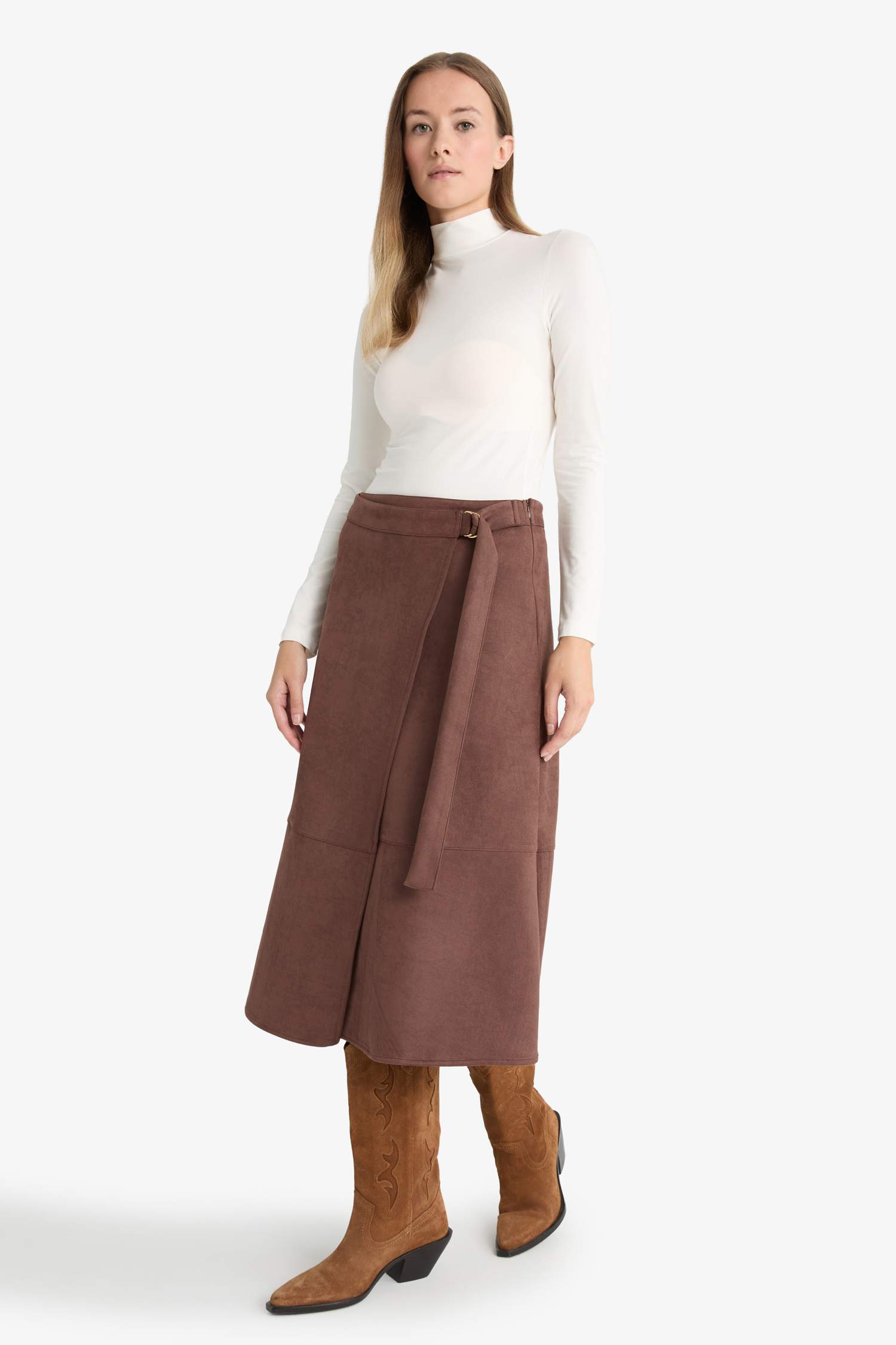 Wrap Süet Midi Etek