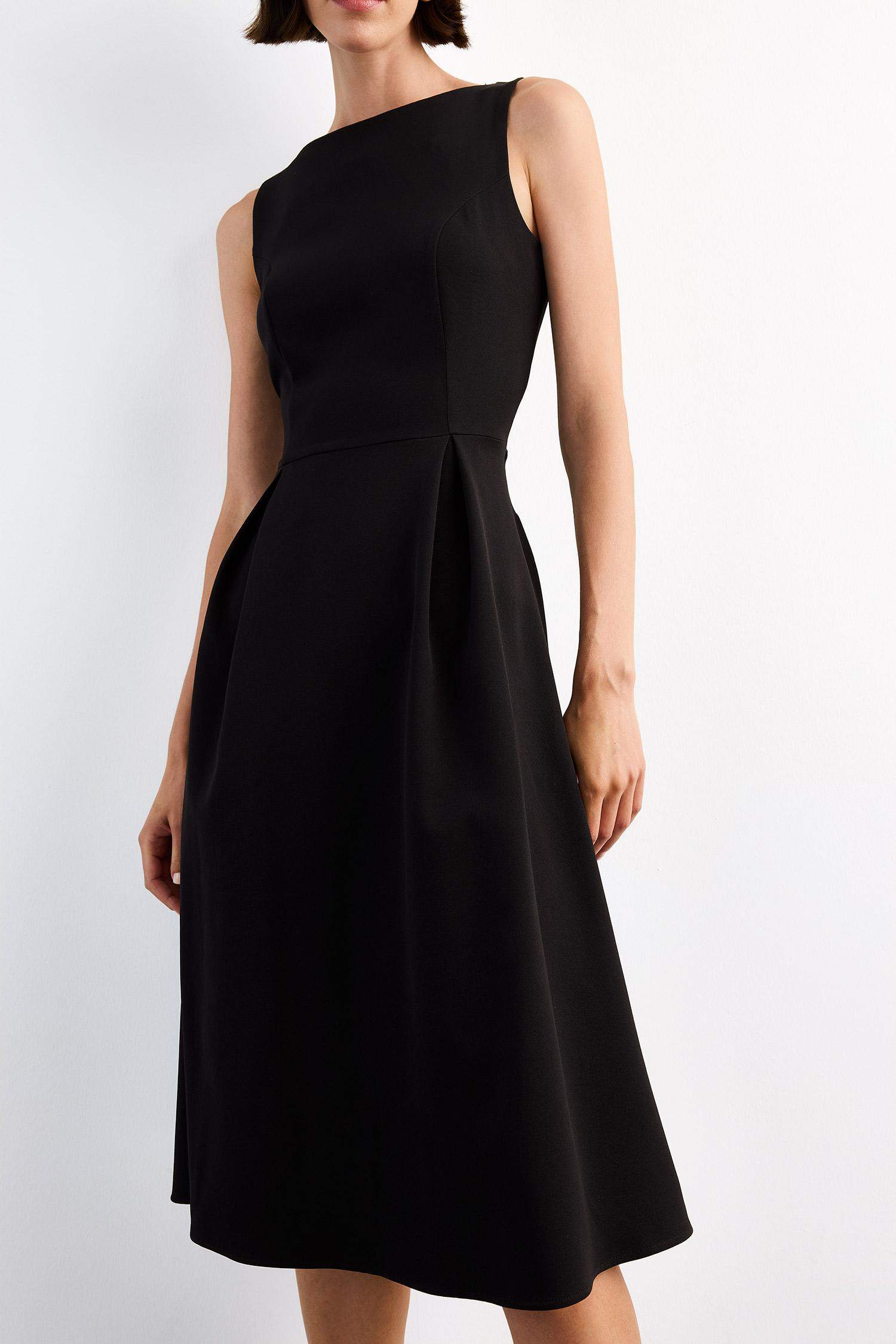 Bisiklet Yaka Kolsuz Midi Elbise