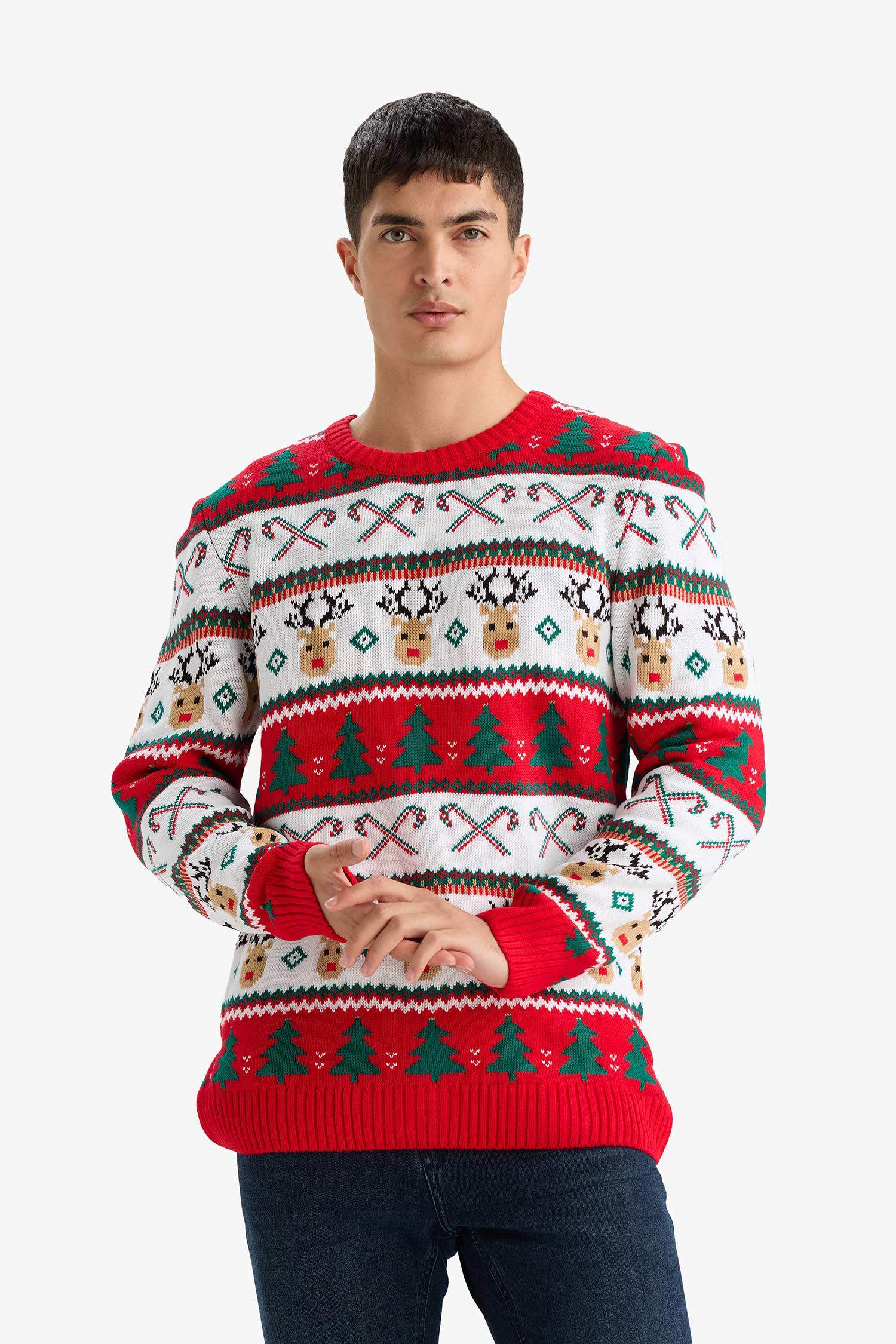 Crew Neck Knitwear Christmas Pullover