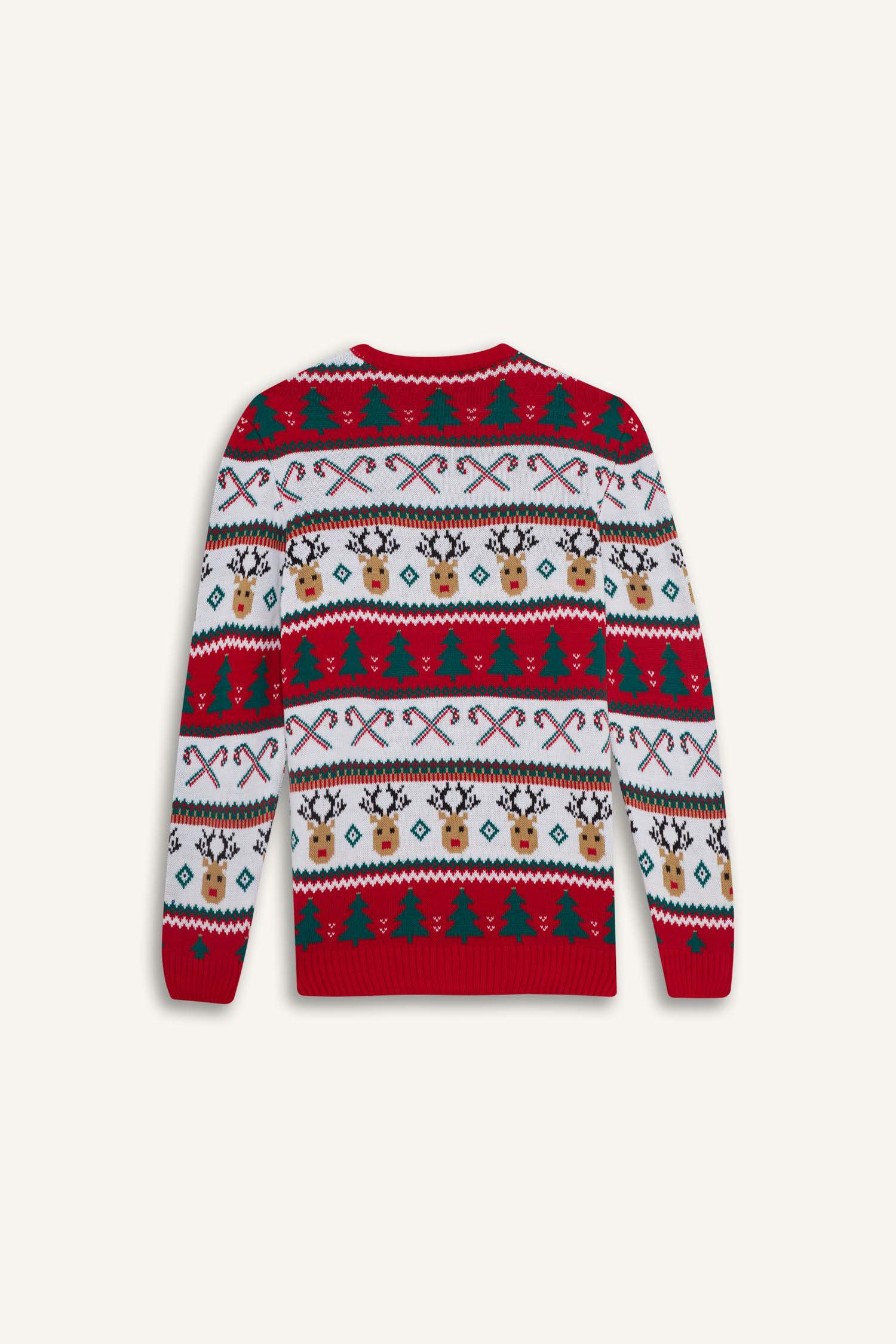 بلوفر تريكو برقبة مستديرة وطبعة كريسماس