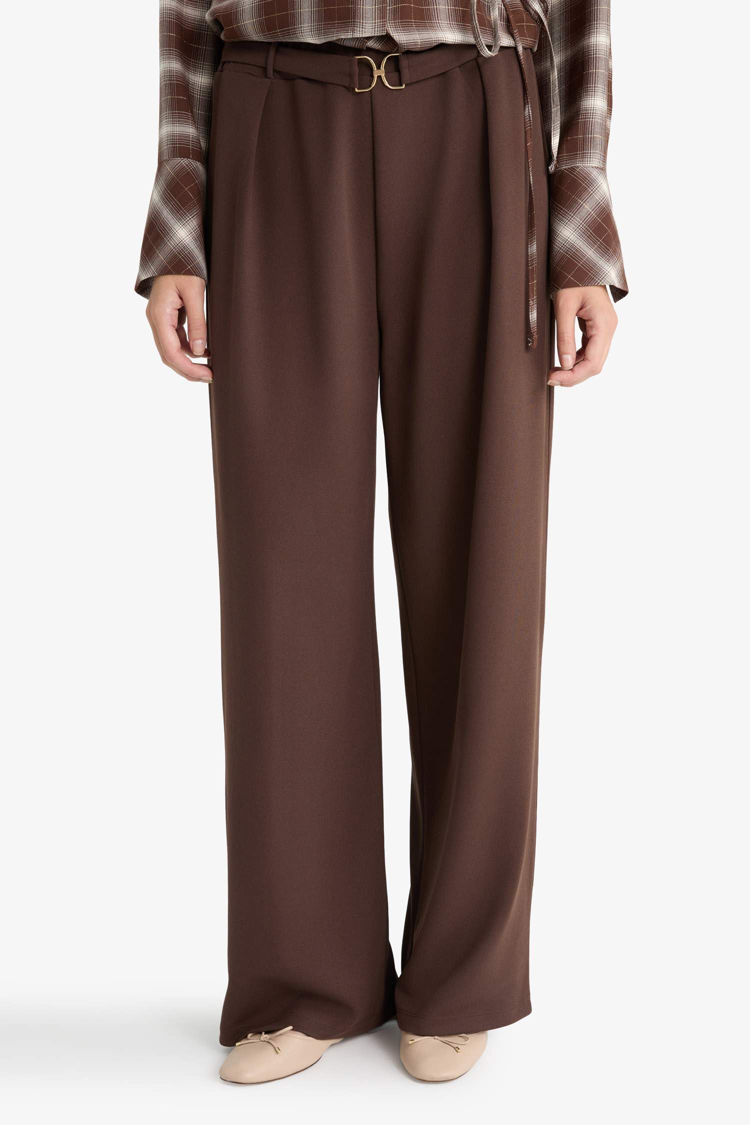 Straight Wide Düz Paça Krep Pantolon