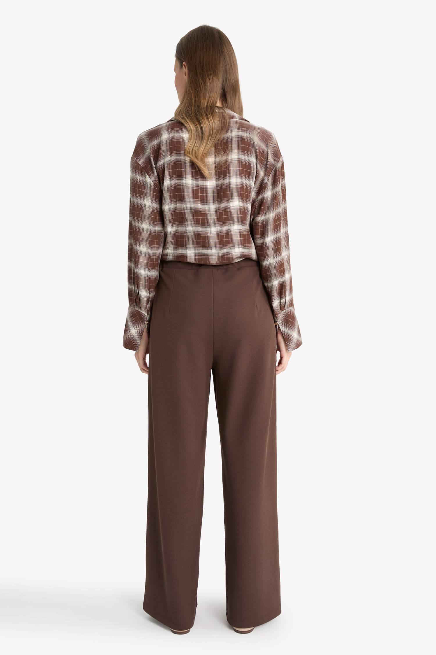 Straight Wide Düz Paça Krep Pantolon