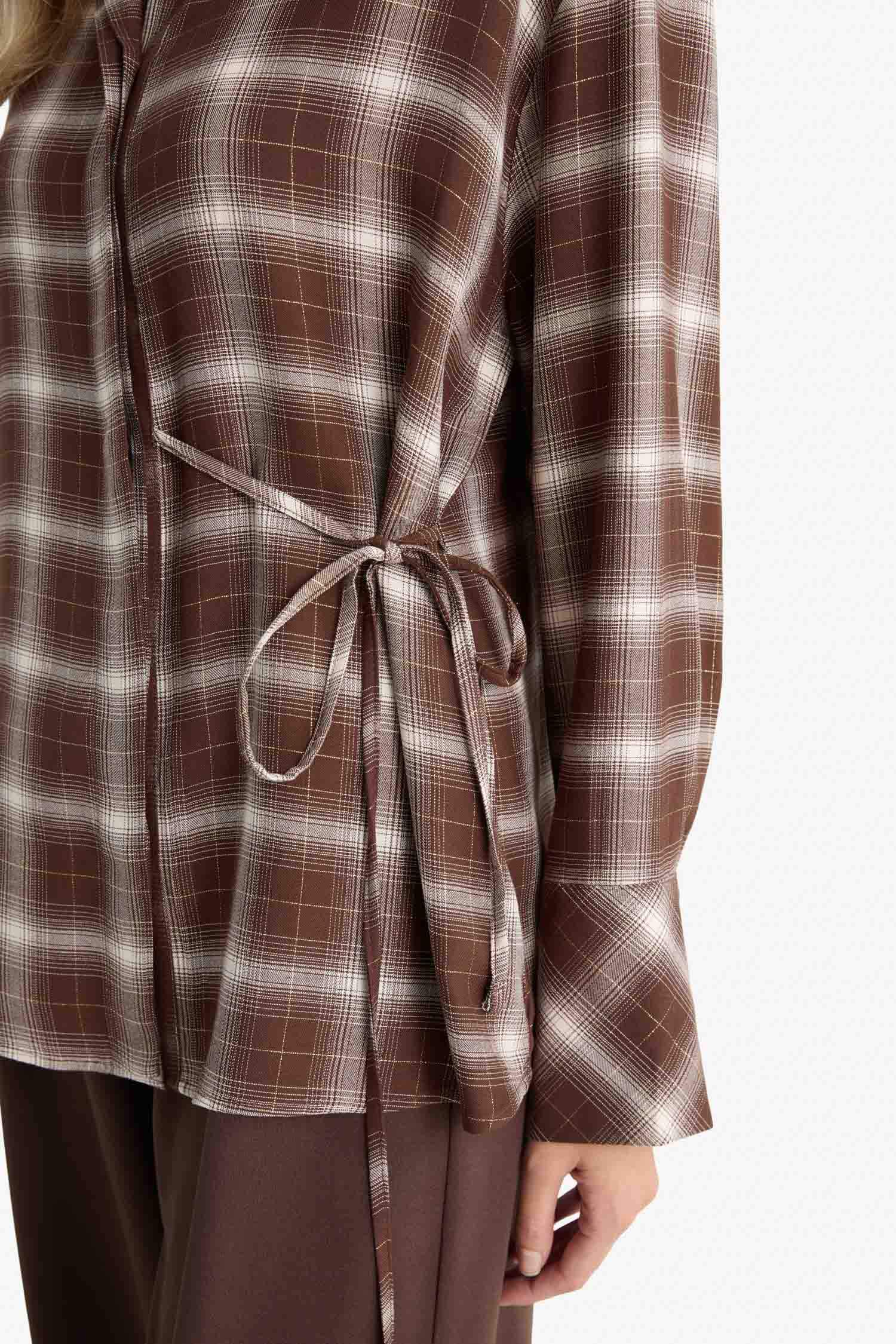 Regular Fit Glittery Plaid Shirt