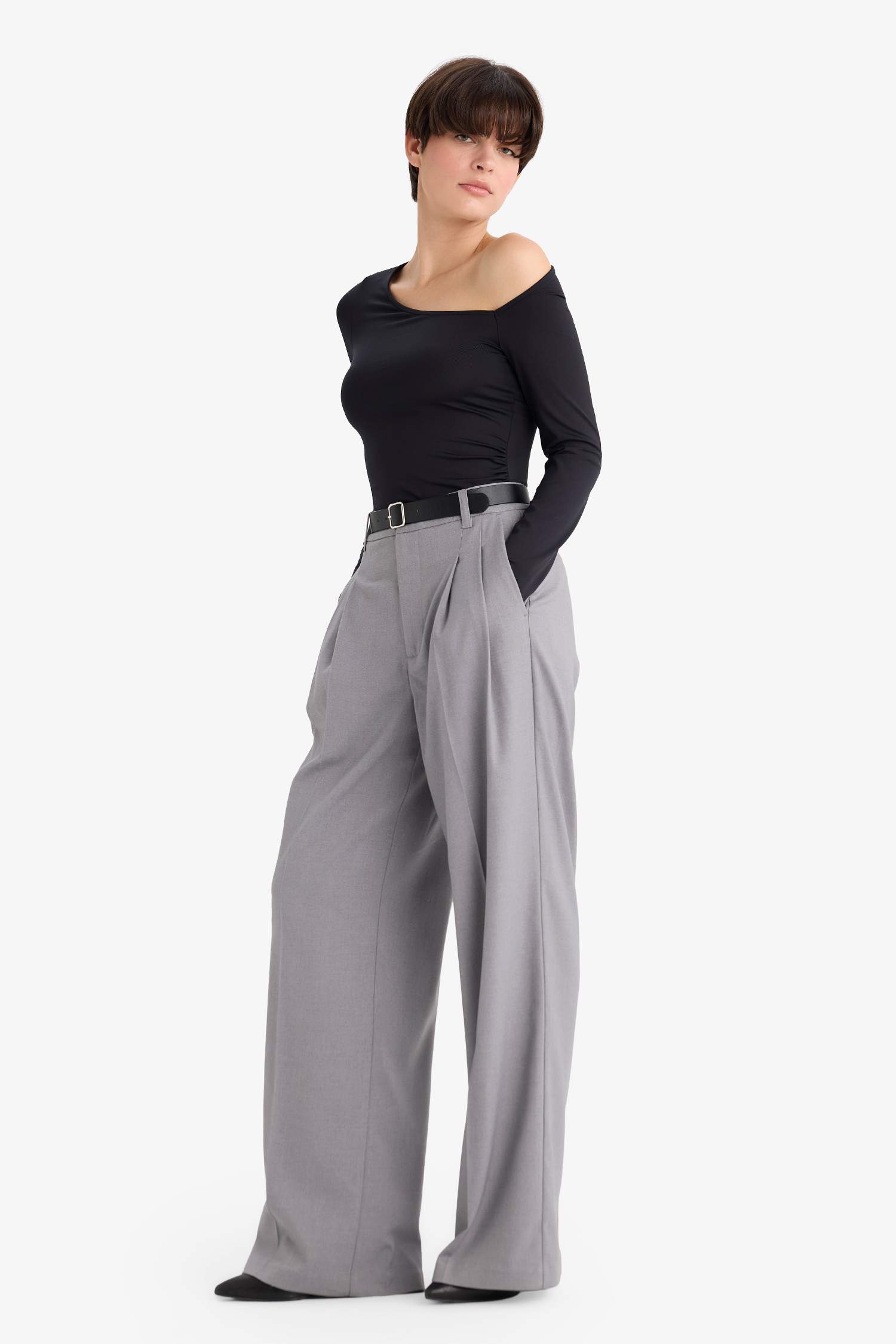 Укороченные брюки (кюлоты) Wide Leg с высокой талией